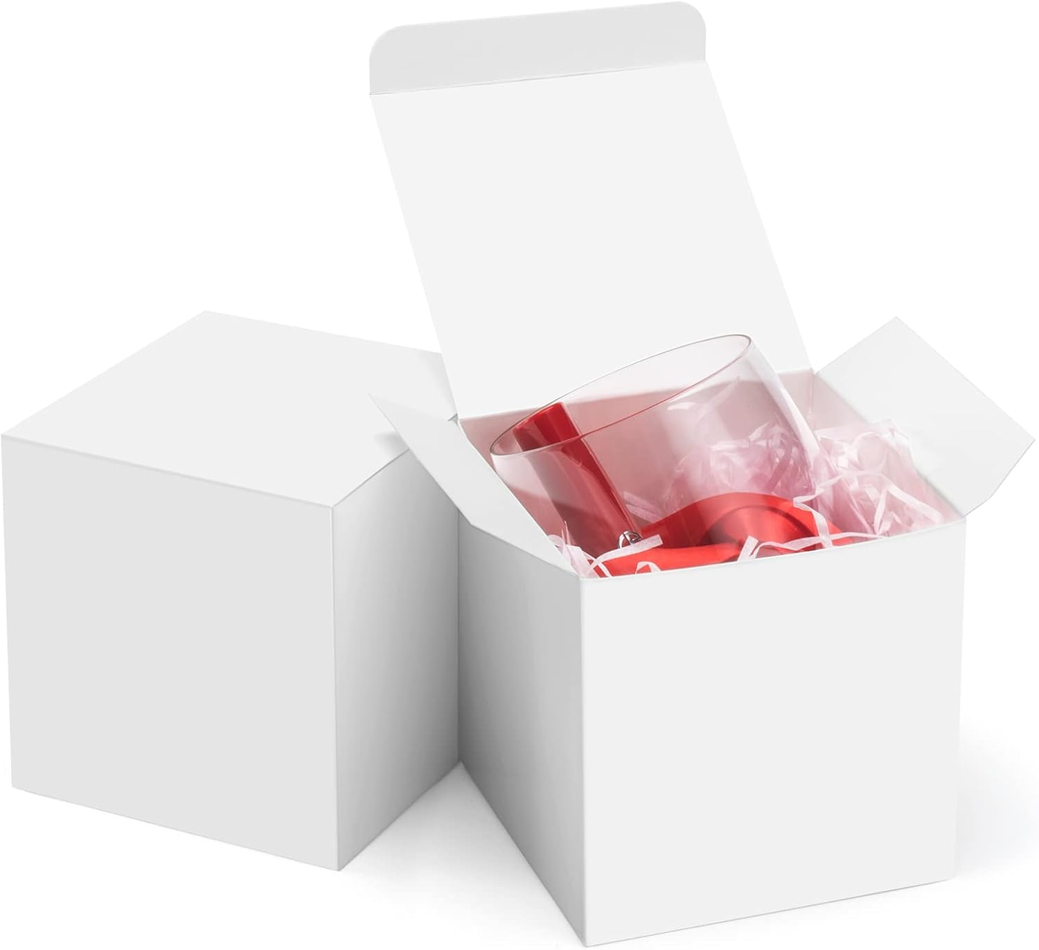 4x4x4 White Gift Boxes 50PCS Kraft Paper Boxes with Lids for Gifts, Crafting, Cube, Cupcake Boxes, Easy Assemble Boxes for Party Favor