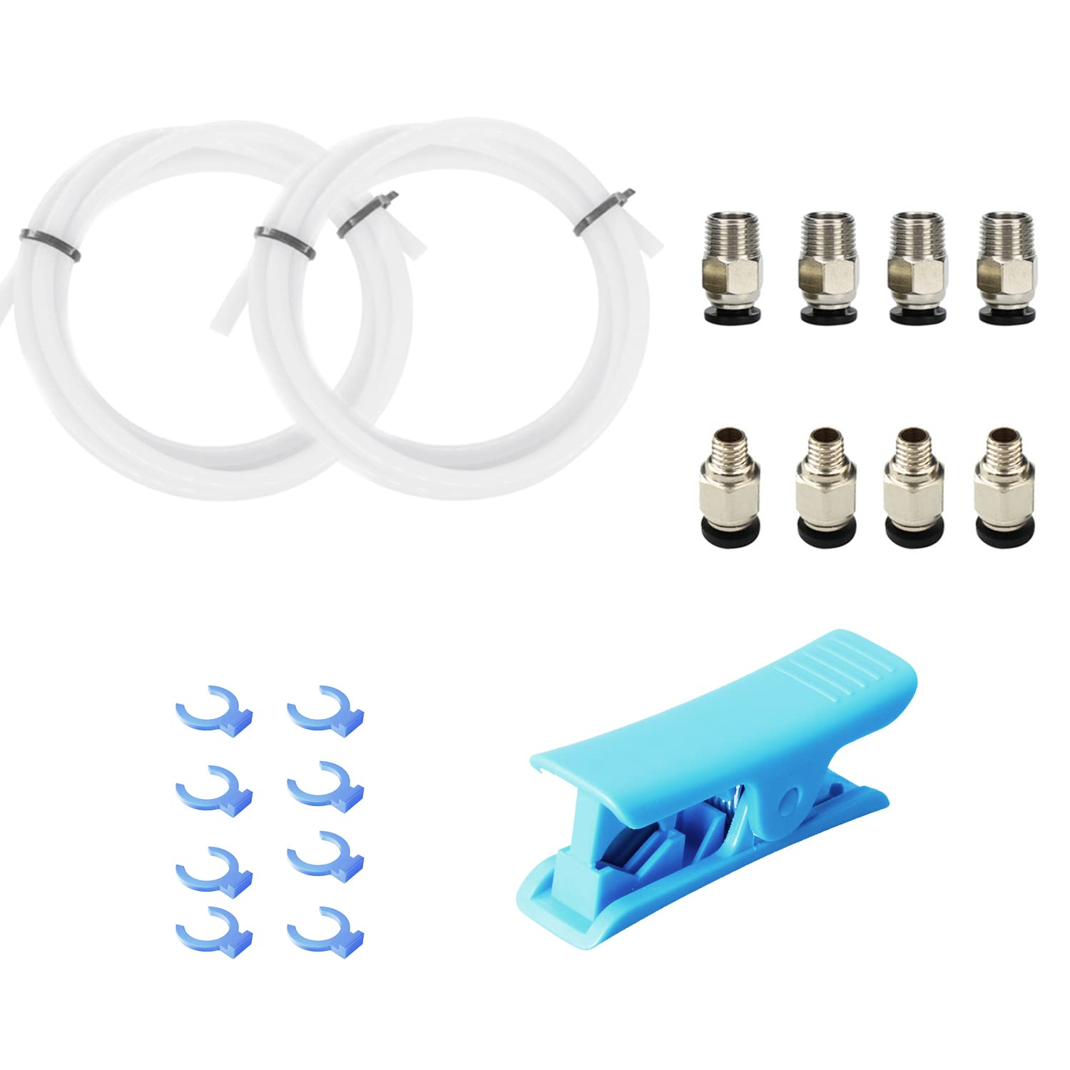 3D Printer Bowden Tube 2M, PTFE Tube Teflon Bowden Tubing with High Grade PC4-M6 & PC4-M10 Pneumatic Fittings,Tube Cutter, for 1.75Mm Filament Ender 3/Ender 3 V2/Ender 3 Pro/Cr 10 Series