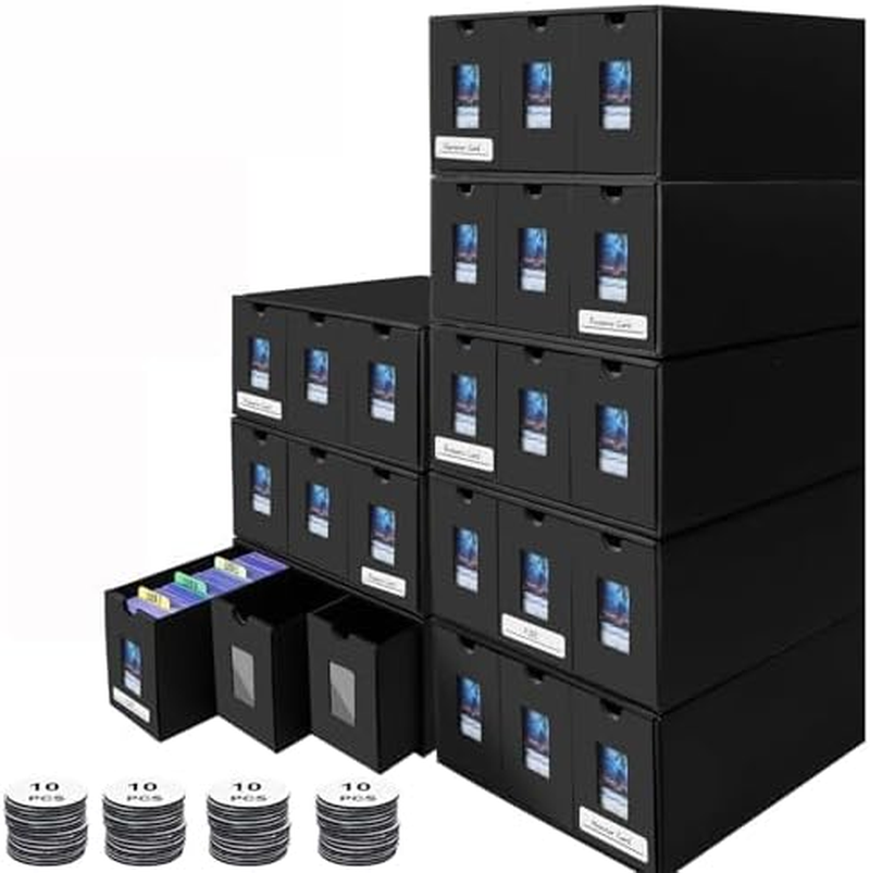 14400+ Card Storage Box, 2700+ Toploader Storage Box for Commander Display,With 72 Dividers, Labels & Tapes,Fit for TCG, PTCG, MTG