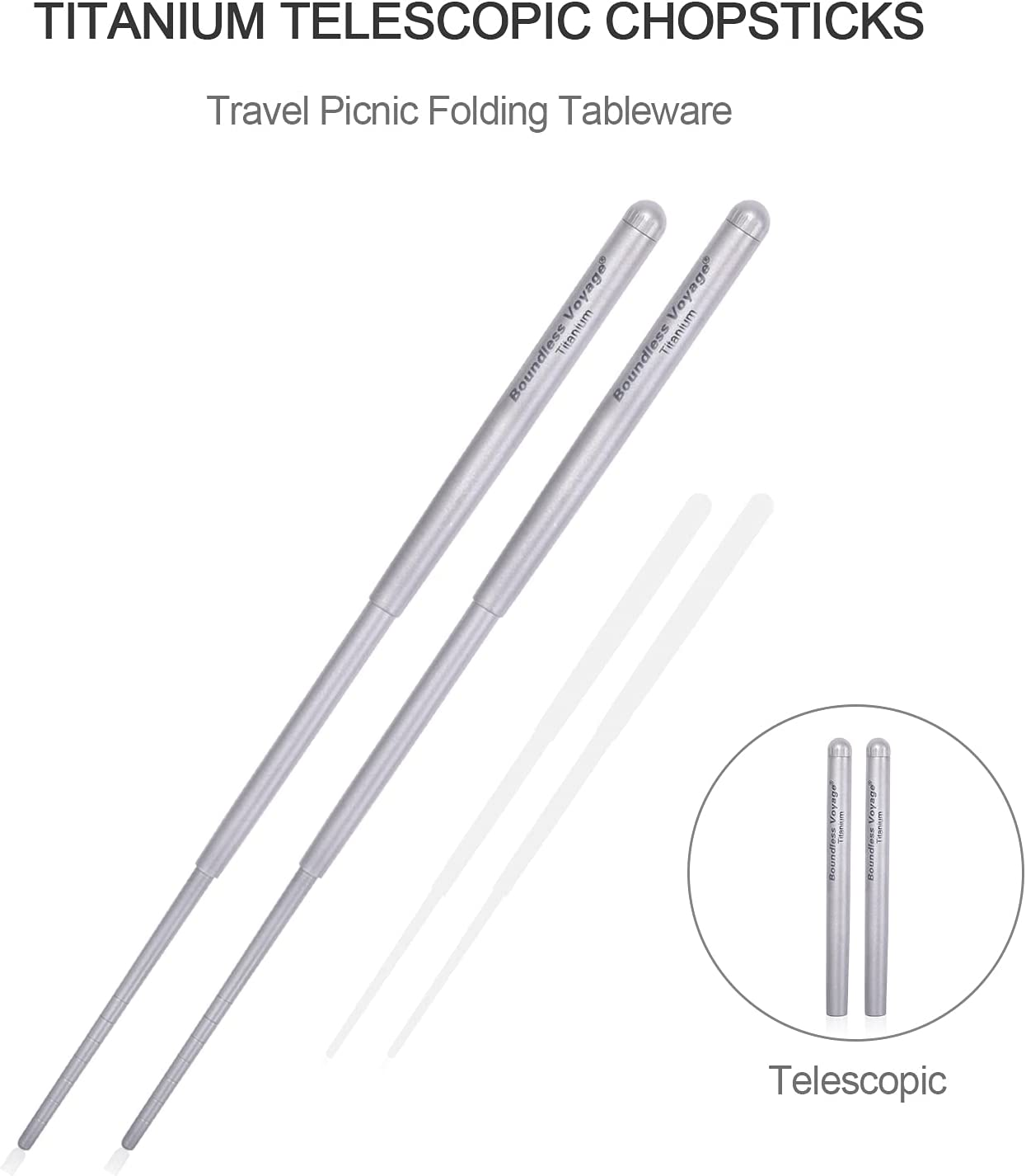 Boundless Voyage Titanium Folding Tableware Fork Spoon Spork Chopsticks Ultra... - Picture 5 of 13