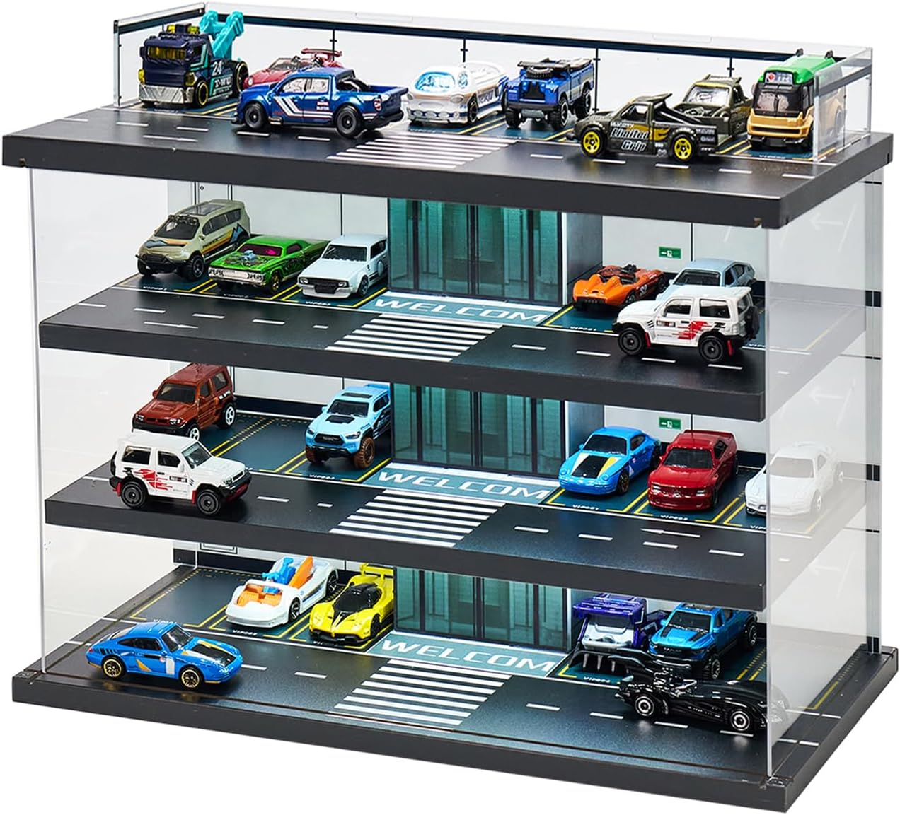 Hot 1/64 Scale Matchbox Wheels Toy Car Display Case Holds 32 Toy Cars Storage Organizer,Dustproof,Clear Matchbox Toy Car Display Box 6.5 X 7.5 X 1.6 Inches 4pcs