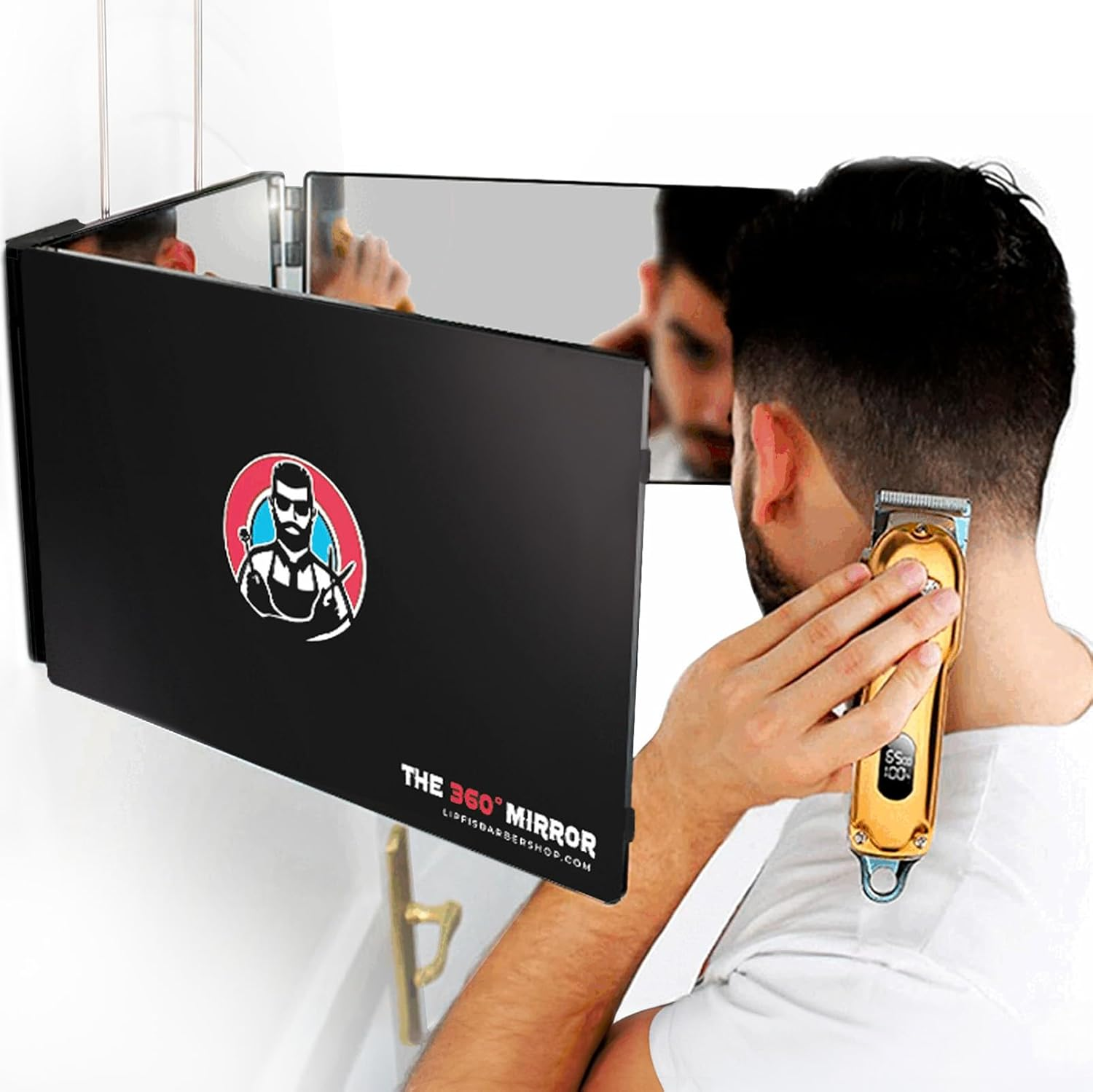 3-Way Mirror for Self Hair Cutting Trifold Barber Mirror Adjustable Braiding