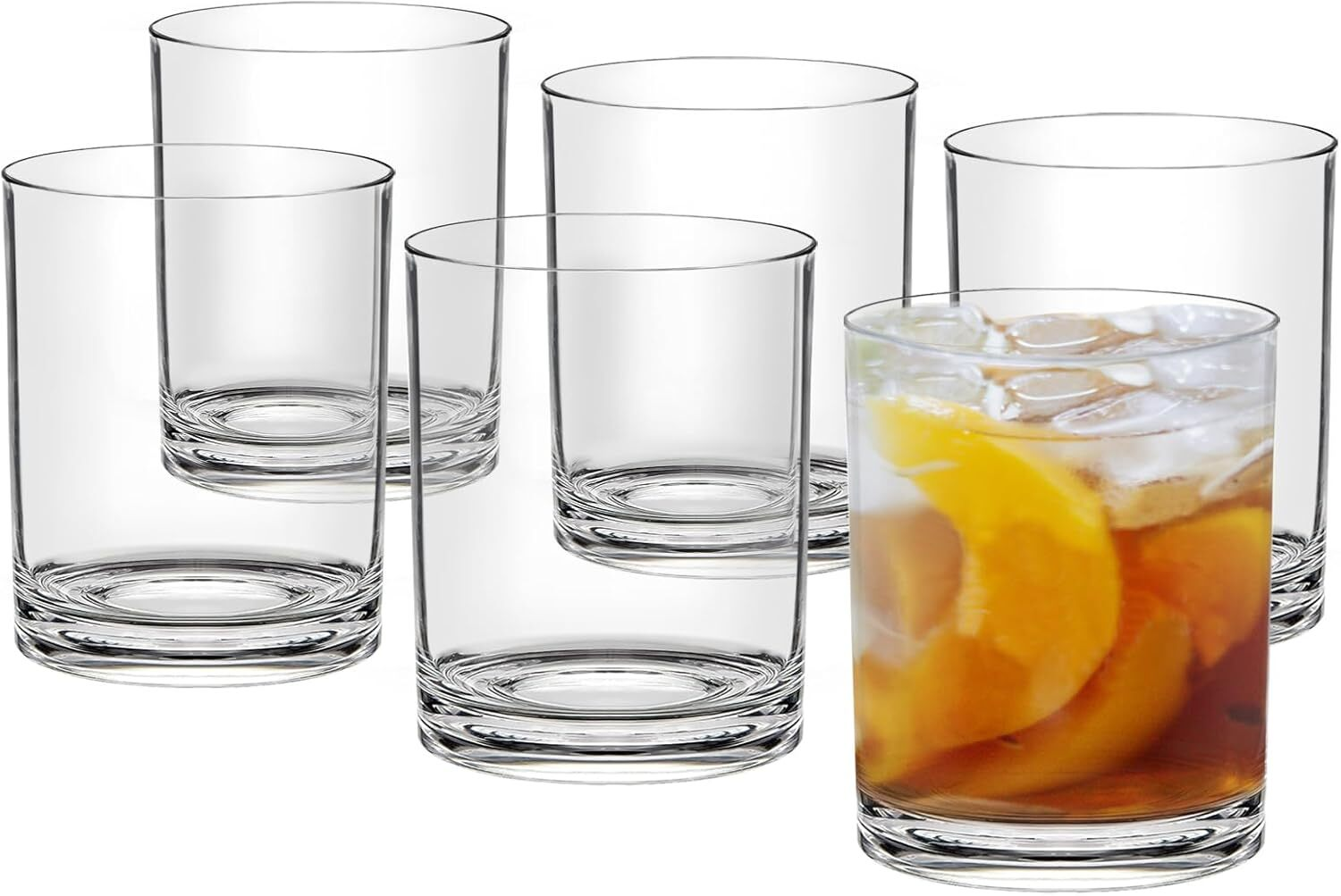 12 Oz Plastic Drinking Glasses Set of 6 Acrylic Dishwasher Safe Cocktail Water