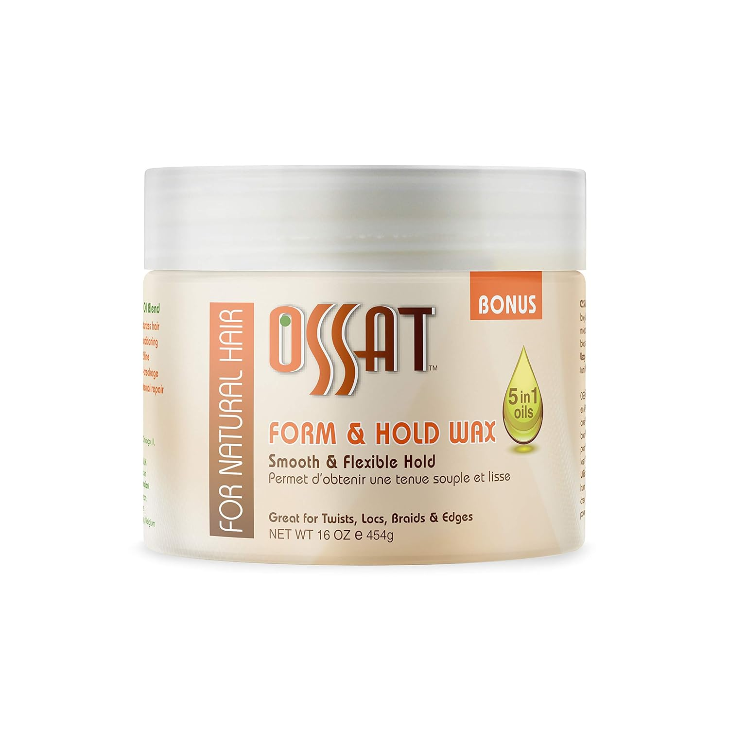 Ossat Form & Hold Wax Sulfate-Free, 16 Fl Oz - Shea Butter, Olive Oil, Sunflower Oil, Tea Tree Oil & Argan Oil - Volumizing & Texturizing Treatment - for Men, Women OSS7834
