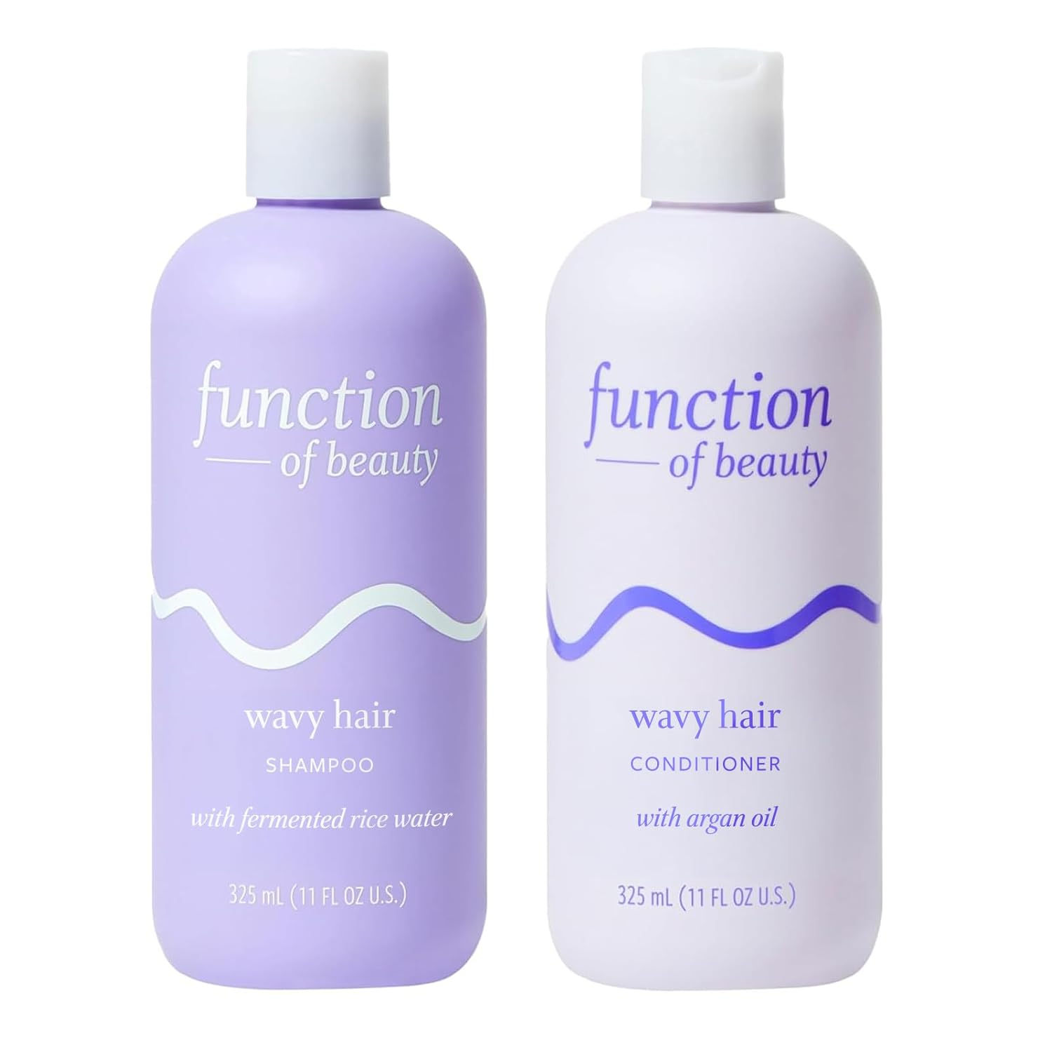 Wavy Hair Shampoo & Conditioner Set, 11 Oz Each - with Fermented Rice Water to Strengthen & Argan Oil to Enhance Glossiness & Natural Shine, Sulfate-Free, Customizable Haircare