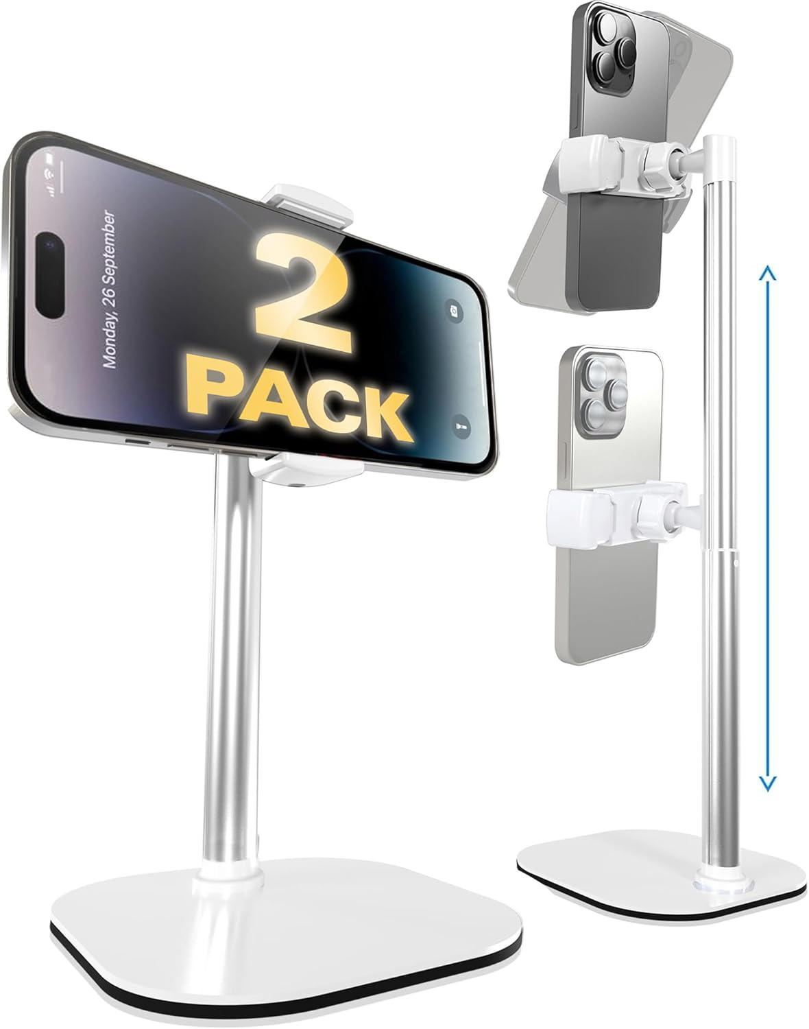 ChatStand 2-Pack - Height Adjustable Cell Phone Stand for Desk | Rotating, Tilting, 9-14