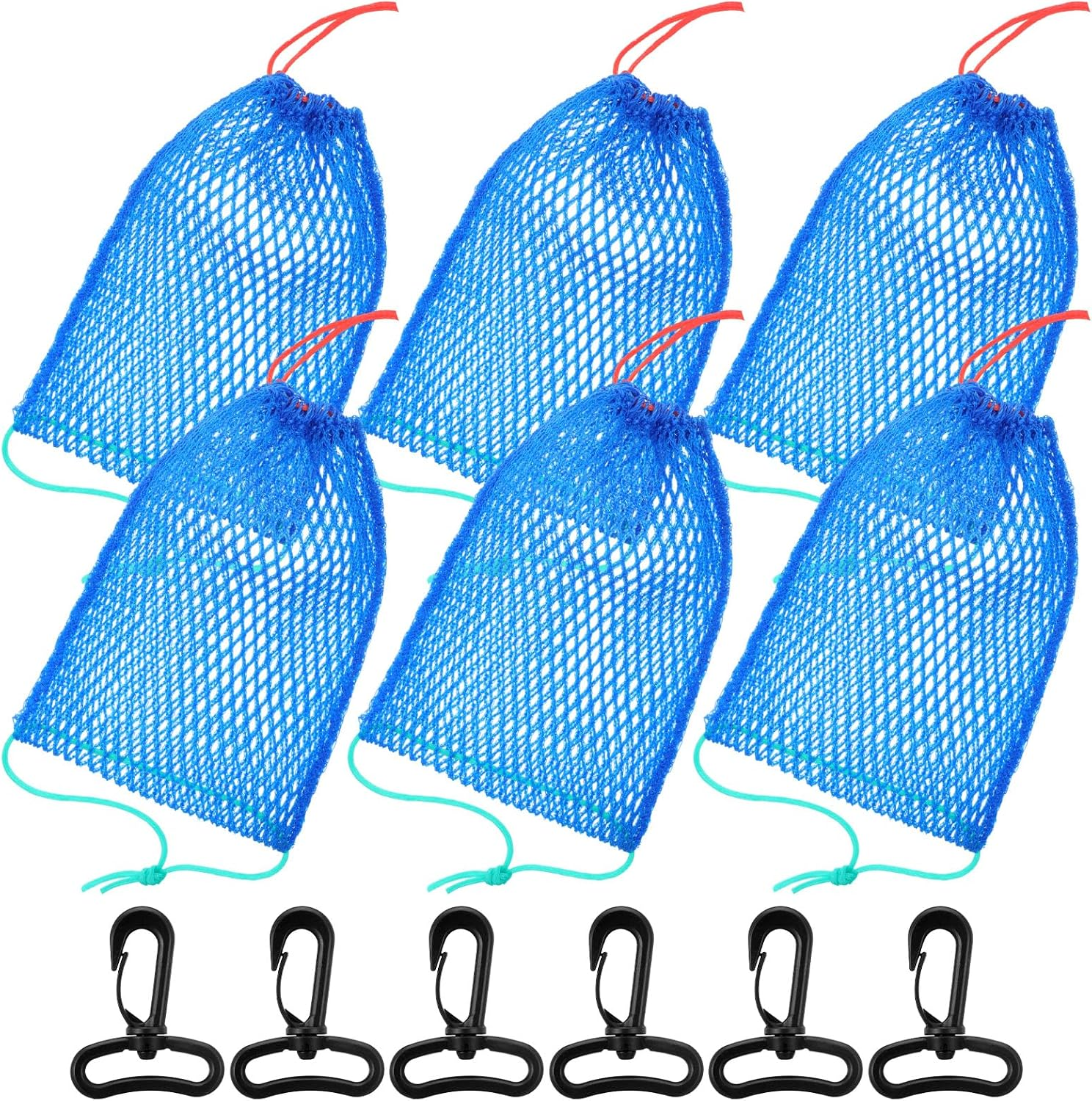 6 Pcs Crab Trap Bait Bags with Locker, Portable Fish Trap Outdoor Sports Style Crab Snare Mesh Bait Traps Shrimp Net Fishing Accessories for Crawfish Minnow Lobster