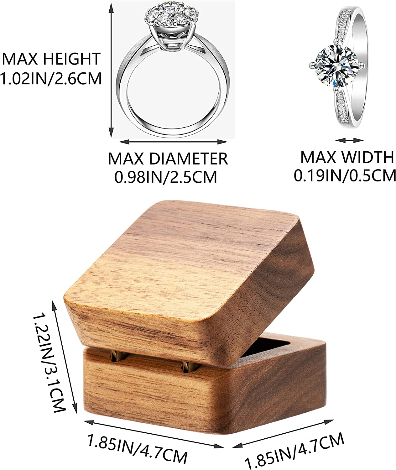 COSISO Vintage Wood Engagement Ring Gift Box Jewelry Storage Box for Proposal... - Picture 3 of 14