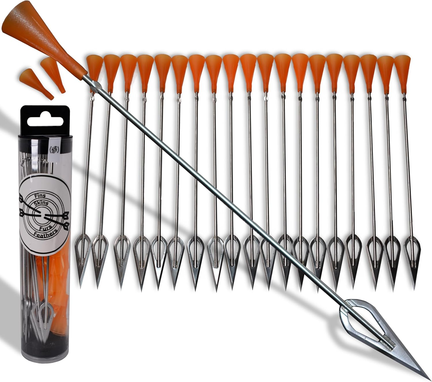 FSFF .625 Blowgun Darts Whisper Razor Dart Widest Sharpest Broadhead Darts, 20 Pack Big 8.25” Cold Dart for 0.625 Bore Blowguns Steel Blade High Visibility Fletched Accurate Cone