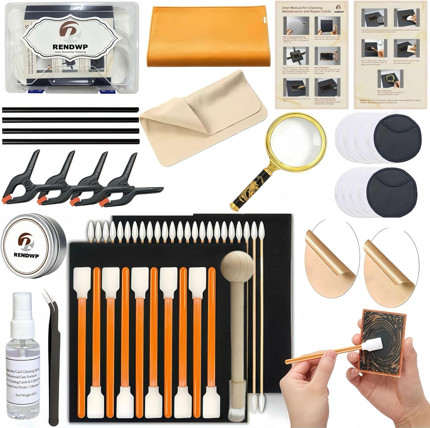 17-In-1 in Box Professional Card Cleaning & Polishing Kit – Complete Restoration, Flattening & Scratch Repair for PSA Graded, Sports & Trading Cards with Fixing Jig & Swab and Polish Compound