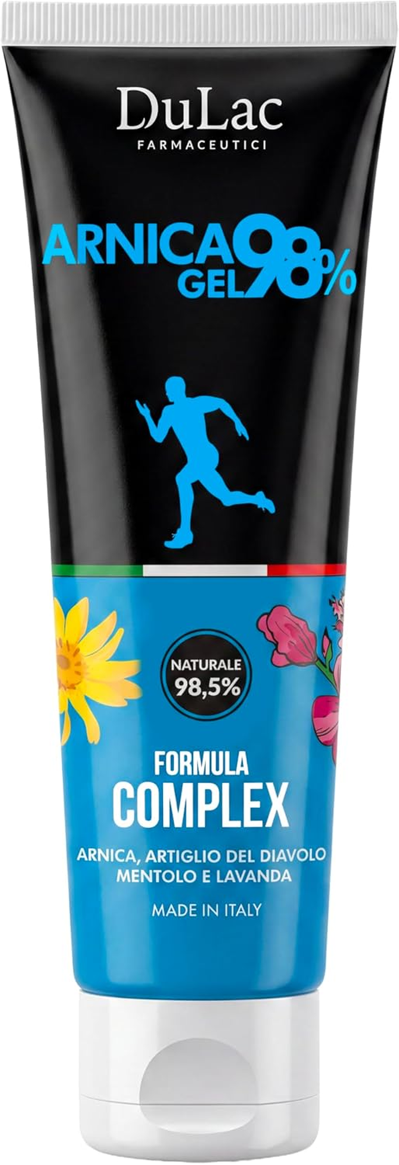 Dulac – Gel Arnica 98%, Effet Froid, 100 Ml, Formule Complex Renforcée Avec Griffe Du Diable Pour Le Massage Cervical, Musculaire Et Articulaire, Arnica Gel, Lavande Et Menthol, Made in Italy