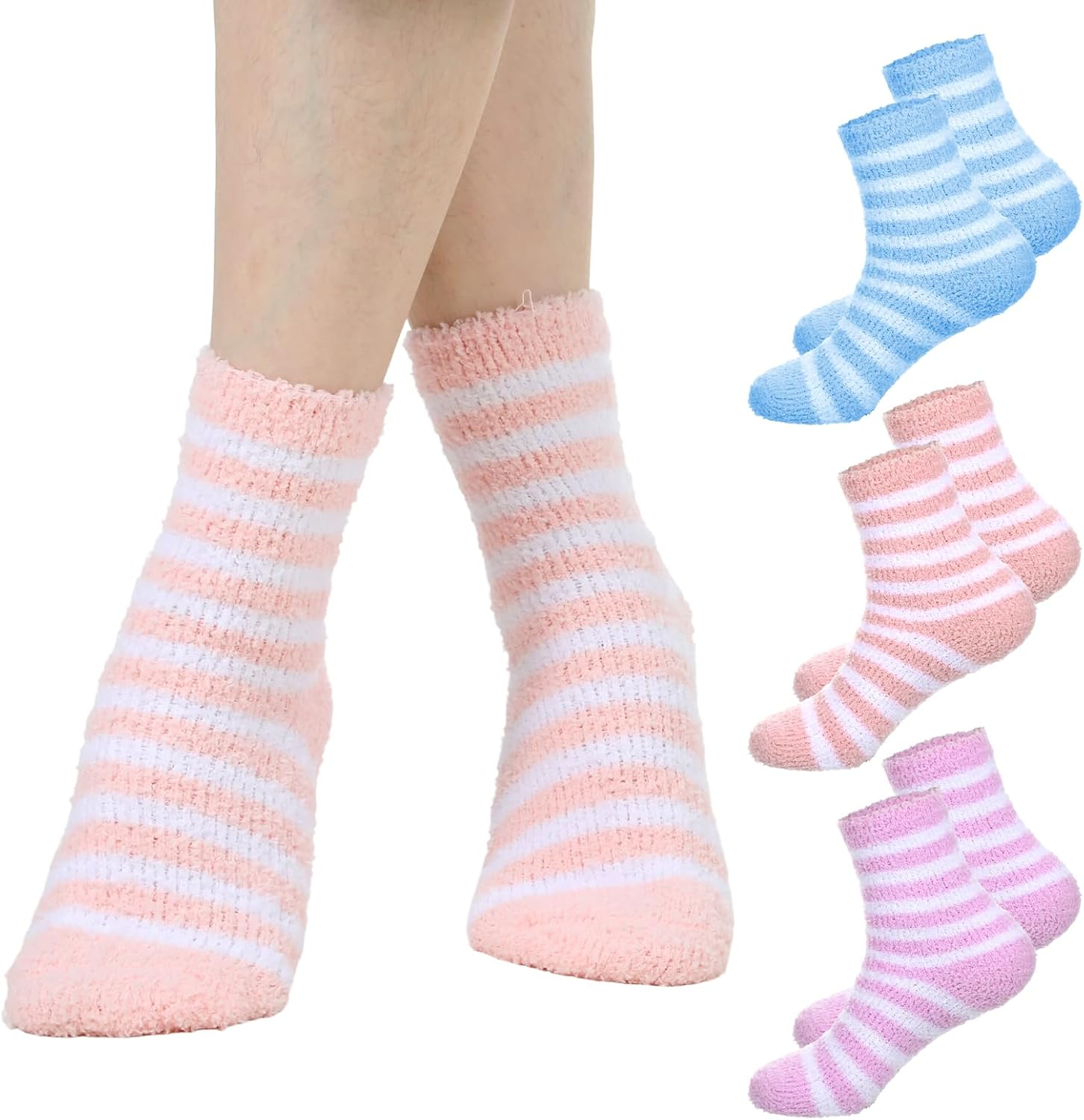 3 Pairs Aloe Infused Socks Lotion Socks Moisturizing Spa Socks Non Slip Coral Fl