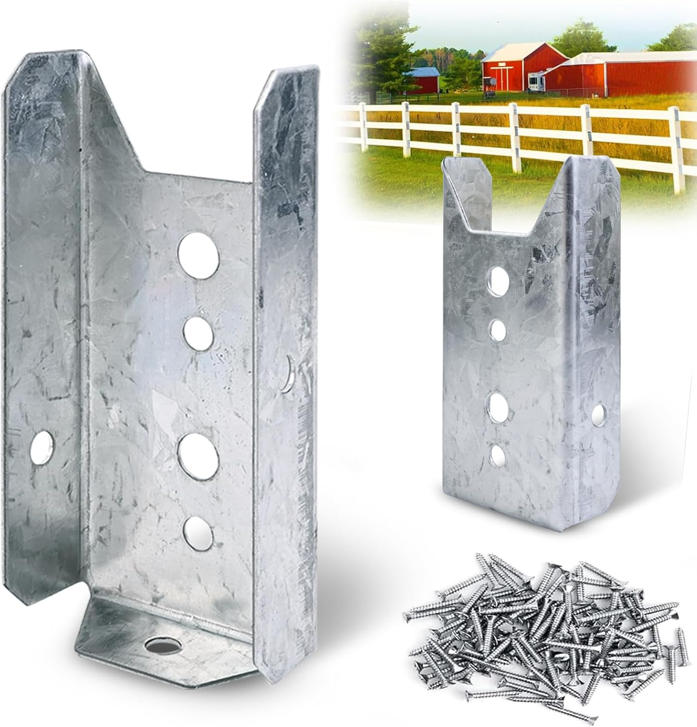 20 Pack 2X4 Brackets for Wood Rail, Fence Brackets Repair Kit Galvanized, Deck Railing Bracket Connectors for 2