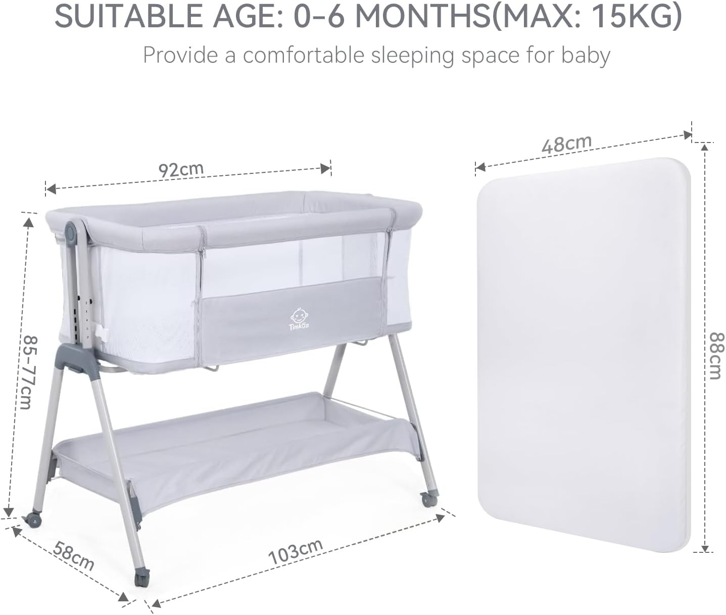 Baby Bassinet with Mattress, Bassinet Co Sleeper 3-in-1 Bedside Bassinets wit... - Picture 7 of 13