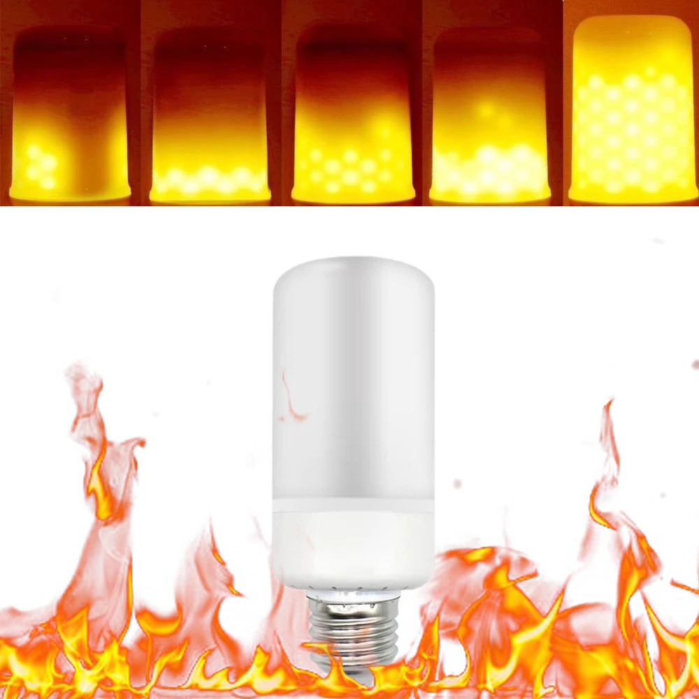 Tomshine LED Flame Flickering Effect Fire Light Bulb 3 Lighting Modes E27 Base SMD2835 Decorative Atmosphere Lamp for Party