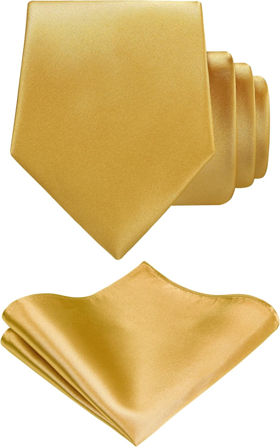 TIE G Solid Satin Woven dyed Color Formal Black Necktie and Pocket Square Sets in Gift Box