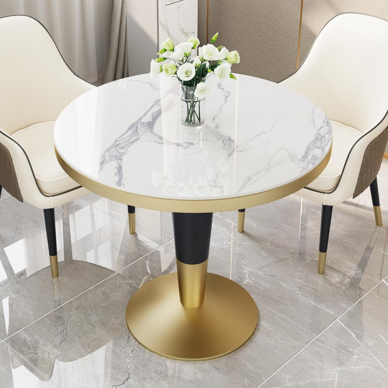 80cm Round White Ceramics Table Top,Sintered Stone Table Top - All-Season, In... - Picture 7 of 13