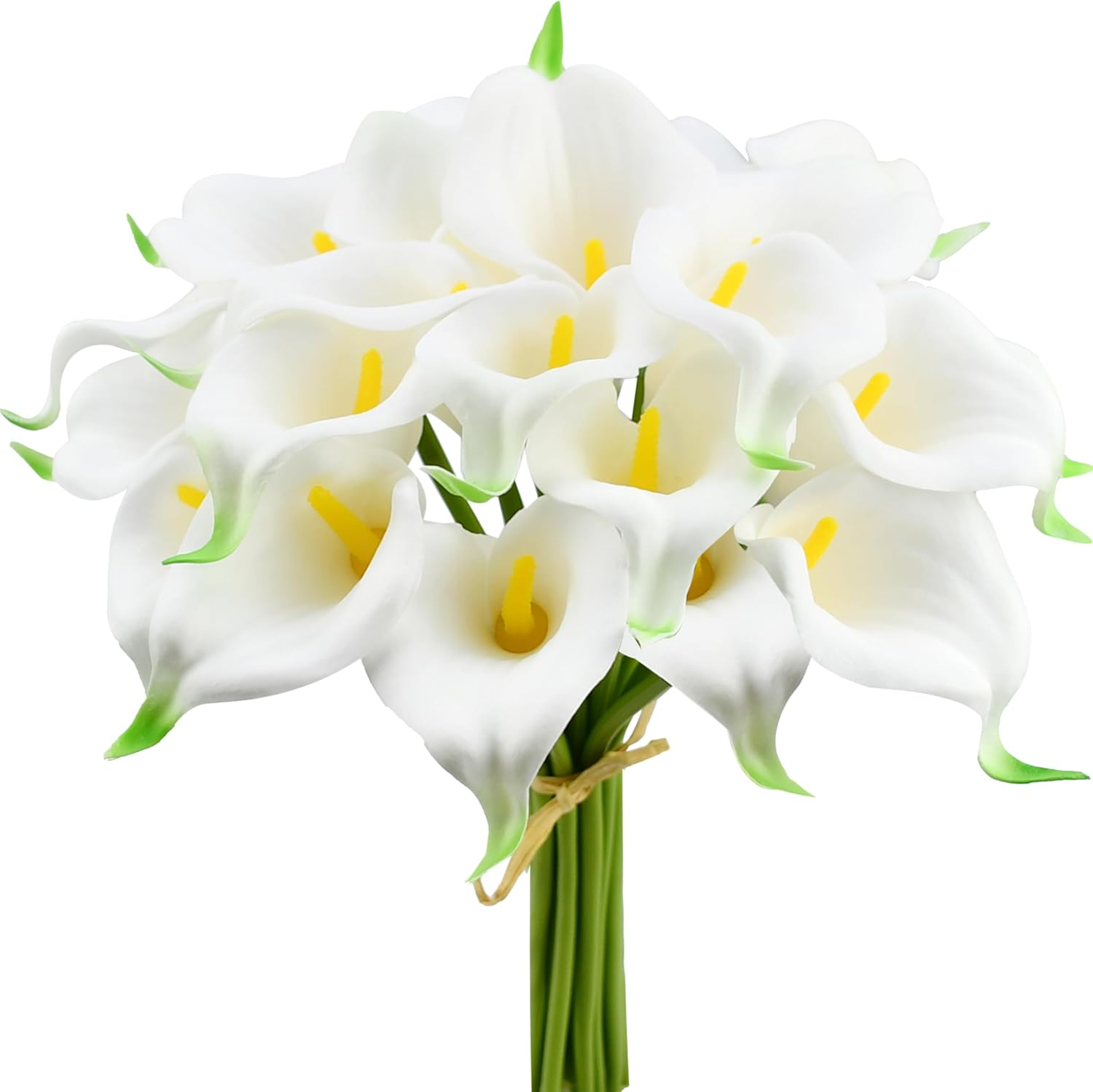 PU White Calla Lily Artificial Flowers 20 Stems 13.5In Faux Realistic Centerpiece DIY Bridal Bouquet Home Décor