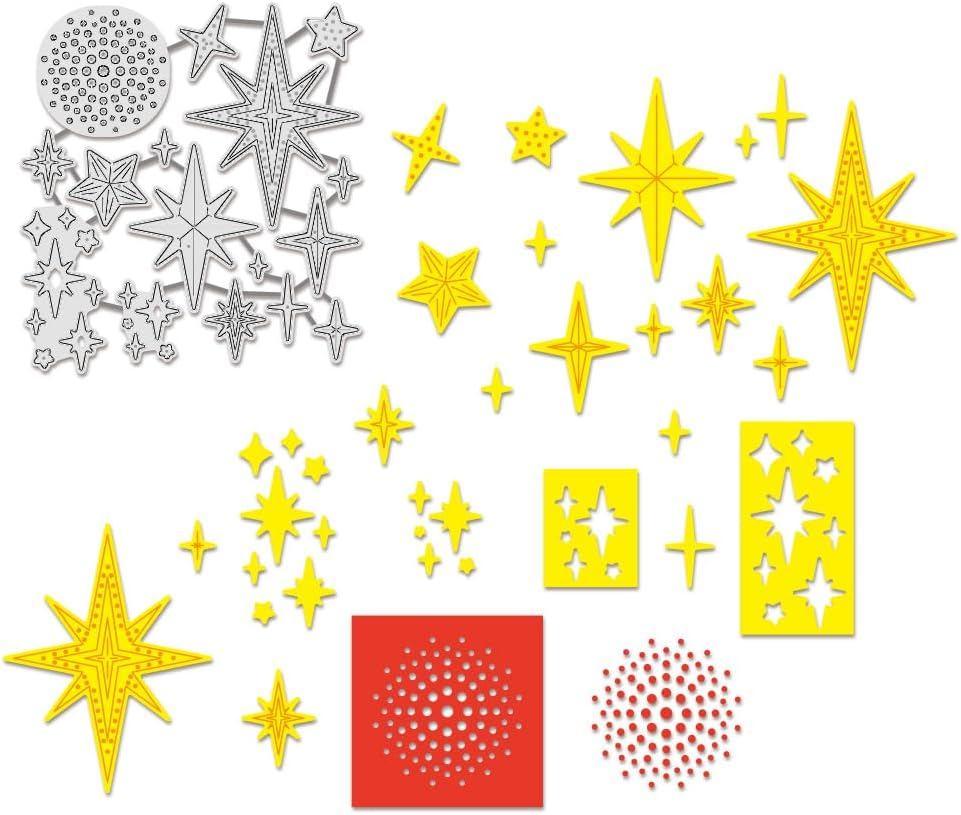 Fantasy Theme Cutting Dies Stencils, Star and Dot Die Cuts DIY Craft Embossing Template for Card Making Photo Decorative Paper Scrapbooking, 0.8mm Thick