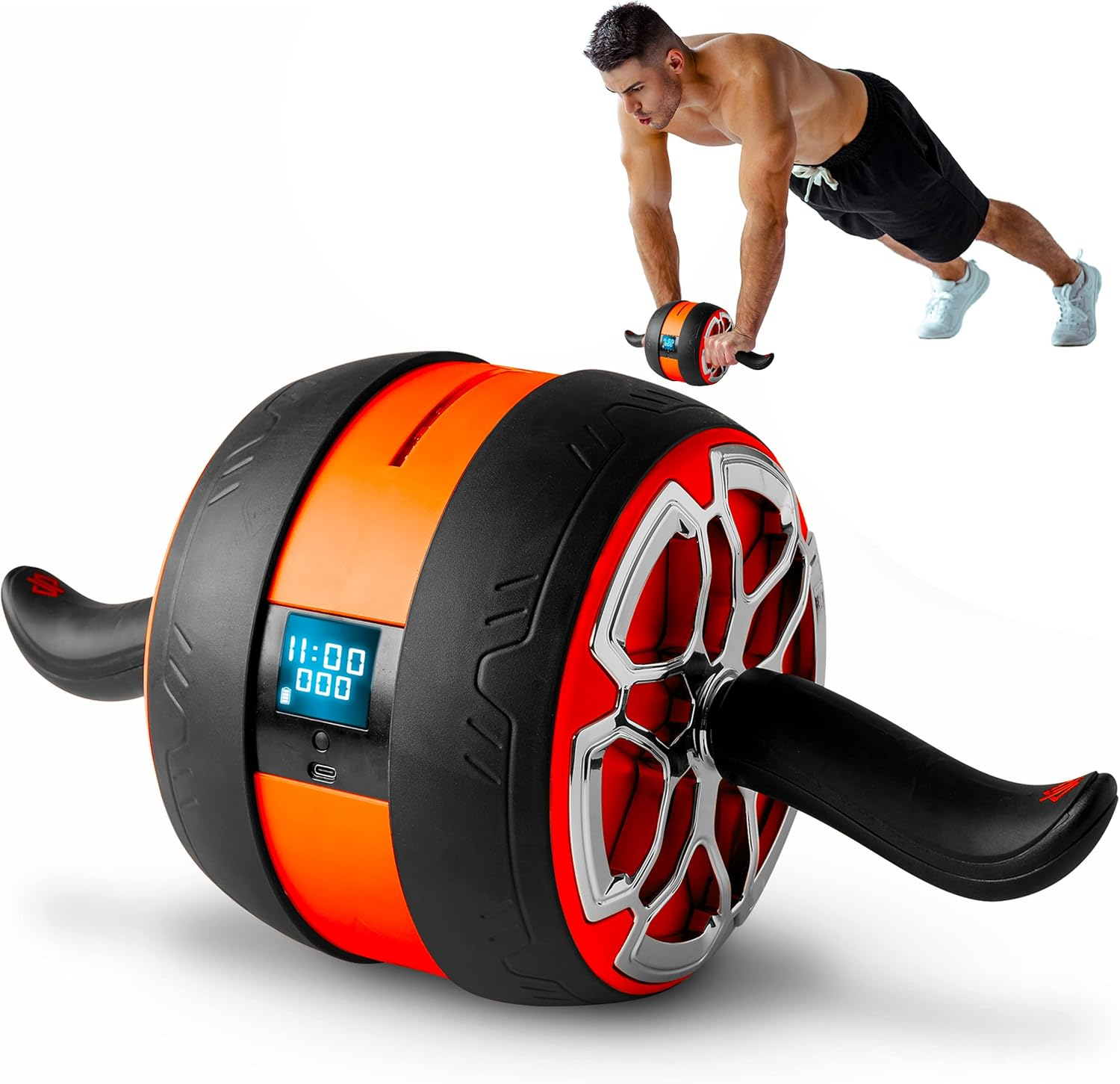 Squatz Ab Roller Wheel with Digital Screen, Abs Workout Equipment for Abdominal & Core Strength Training, Ultra-Wide Wheel, Exercise Wheels for Home Gym, Fitness Equipment for Core for Men Women