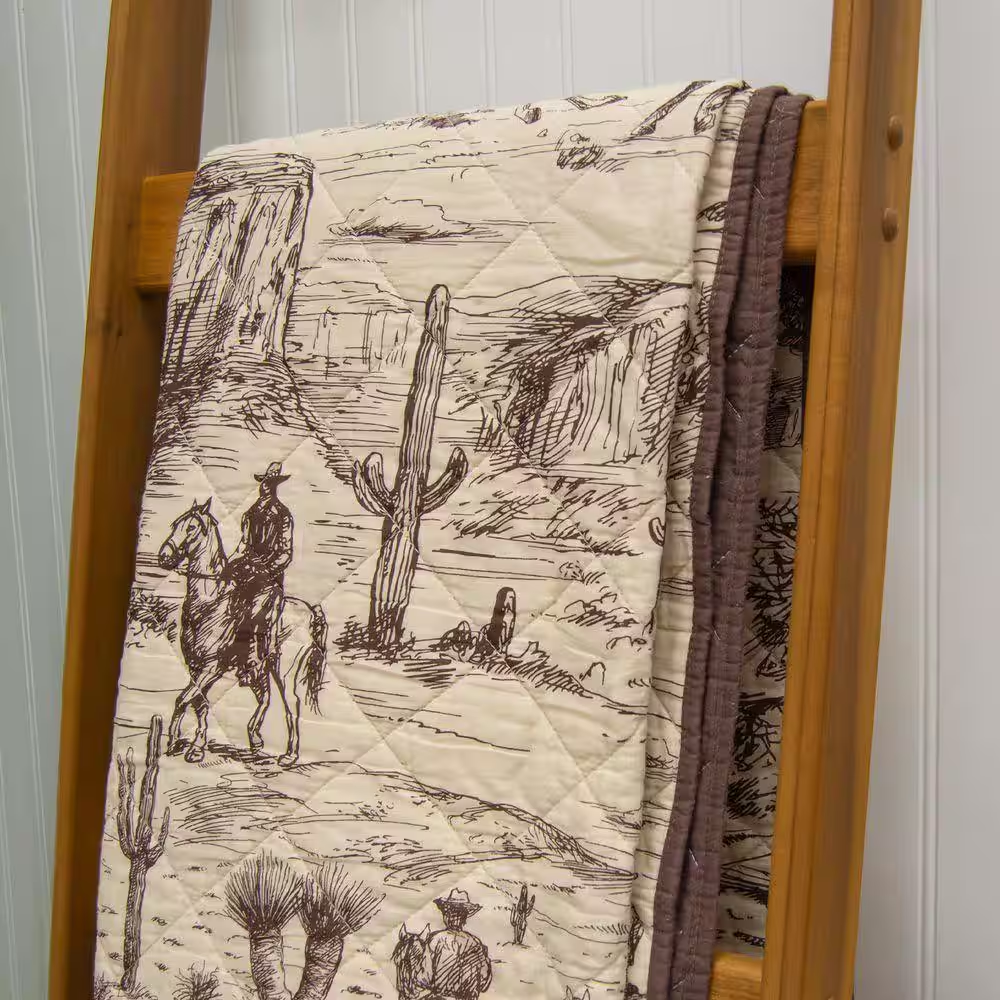 Cowboy Beige and Brown Cotton Throw Blanket