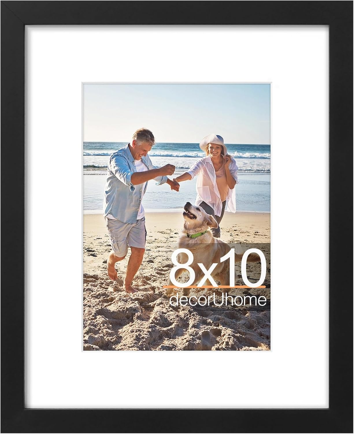 8X10 Picture Frame, Display Pictures 5X7 with Mat or 8X10 without Mat, Wall & Tabletop Display Photo Frame, Black, 1 Pack