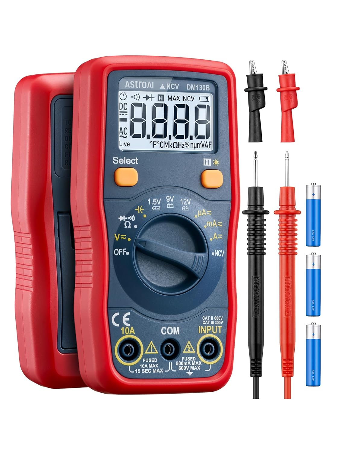 Digital Multimeter 4000, Auto Range NCV Detector, Multimeter Tester with Volt Amp Ohm, Multi Meters Measures AC/DC Voltage, Current, Resistance, Continuity, Capacitance, Diodes and Batteries