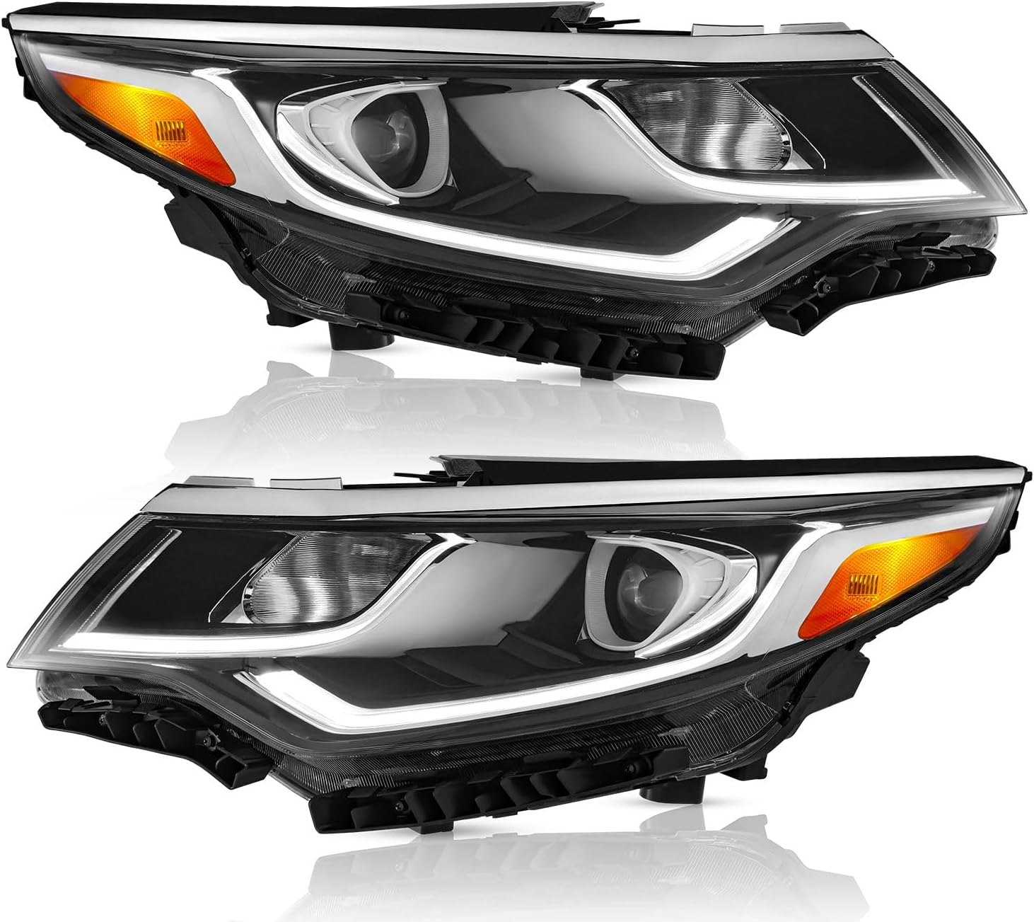 Compatible with 2019 2020 Kia Optima Headlight Replacement for 92101-D5550,92102-D5550 with Halogen Bulbs & LED Daytime Running Lamp (Passenger + Driver Side)