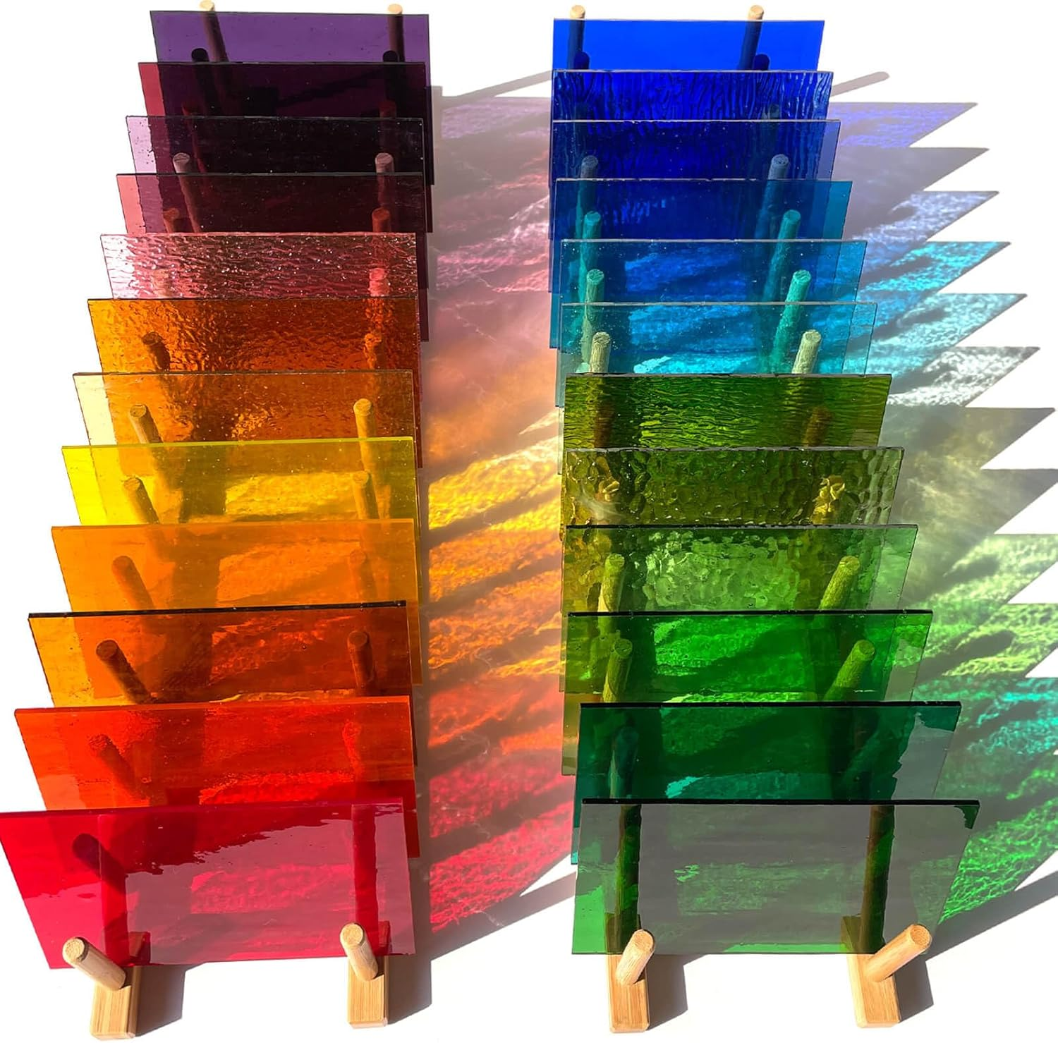 24 Sheets Transparent Stained Glass Variety Pack - 4 x 6 Inch Cathedral Art Glass for Mosaic Crafts & Supplies, Assorted Colors Glass Sheets for Stunning Stained Glass Projects