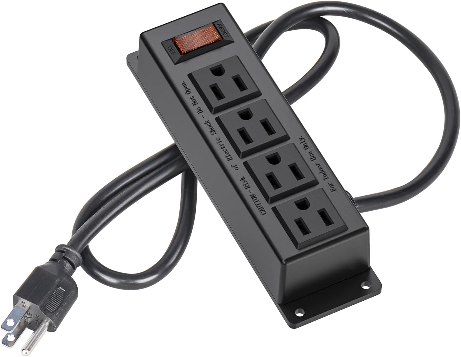 Wall Mount Power Outlet Strip 4 Outlet Mountable Power Strip with Switch