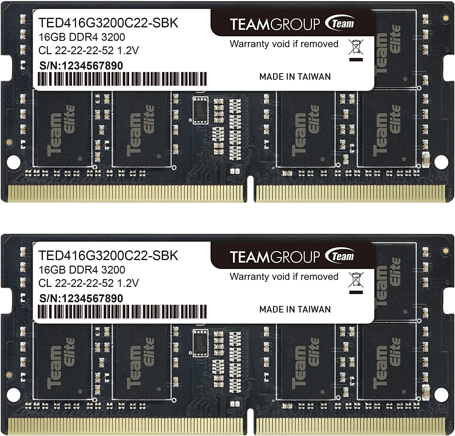 TEAMGROUP Elite DDR4 32GB Kit (2 X 16GB) 3200Mhz PC4-25600 CL22 (2933Mhz or 2666Mhz)Unbuffered Non-Ecc 1.2V SODIMM 260-Pin Laptop Notebook PC Computer Memory Module Ram Upgrade - TED432G3200C22DC-S01