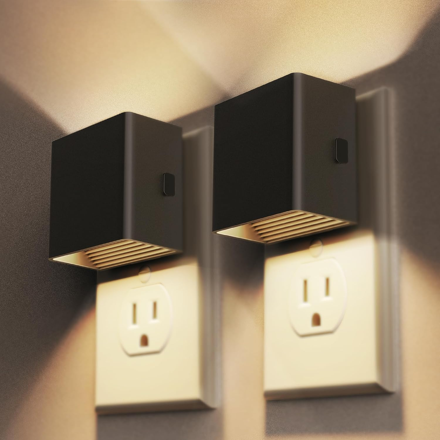 LED Night Lights Plug into Wall [2 Pack], Plug in Nightlight, 3 Level Brightness Adjustable Veilleuse Enfant, Dusk to Dawn Sensor, Nightlights for Adults, Bedroom, Bathroom, Hallway, 3000K