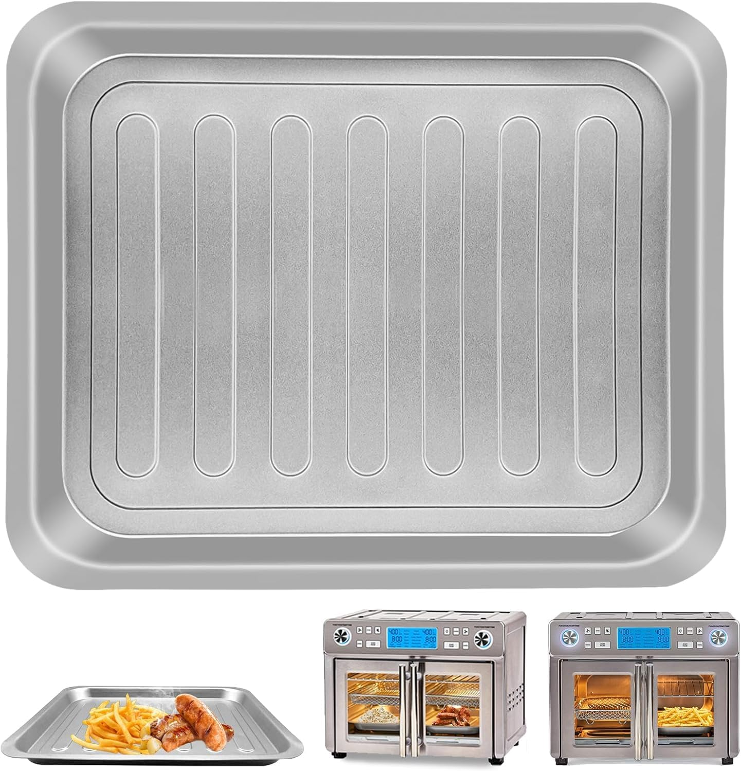 Air Fryer Grill Plate for Emeril Lagasse Dual Zone 360 Air Fryer Oven 25 QT Extra Large, 14''×12'' Stainless Steel Air Fryer Tray Accessories Grill Pan Crisper Plate Replacement Parts Rack