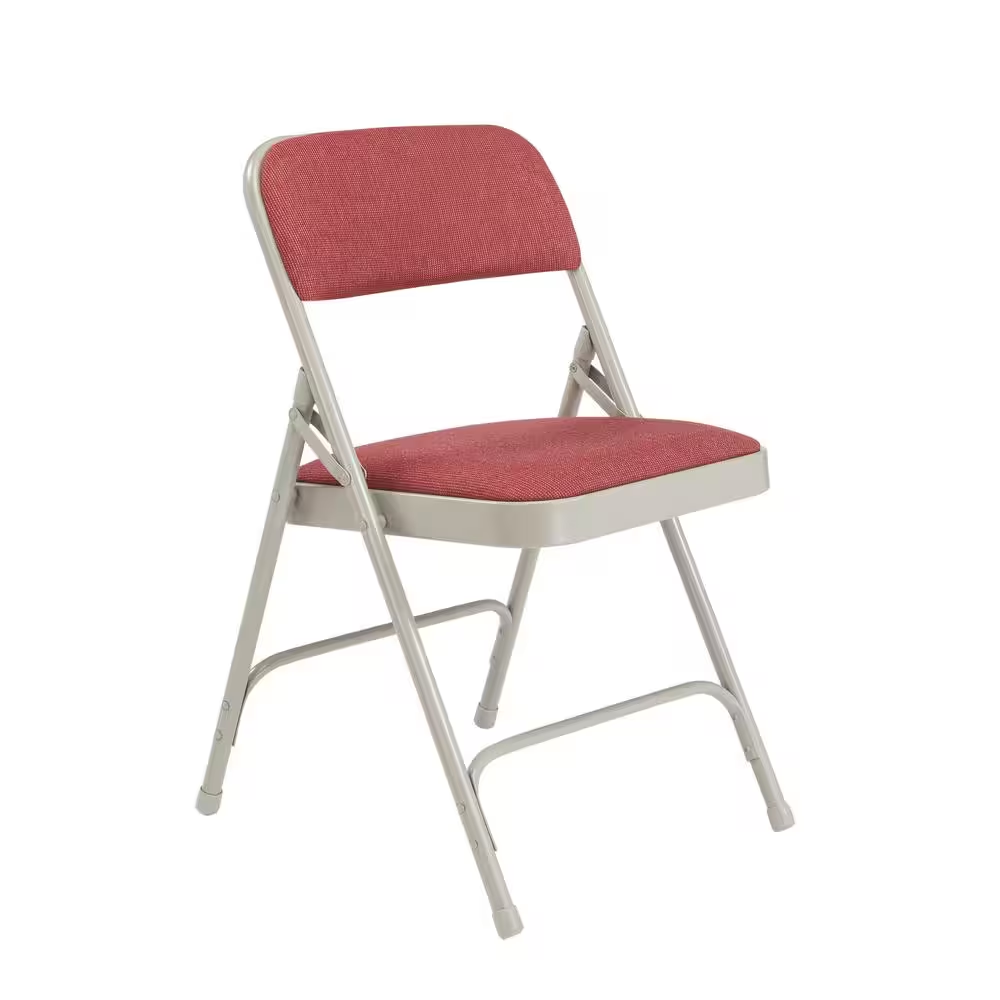 Burgundy Fabric Padded Seat Stackable Folding Chair (Set of 4)
