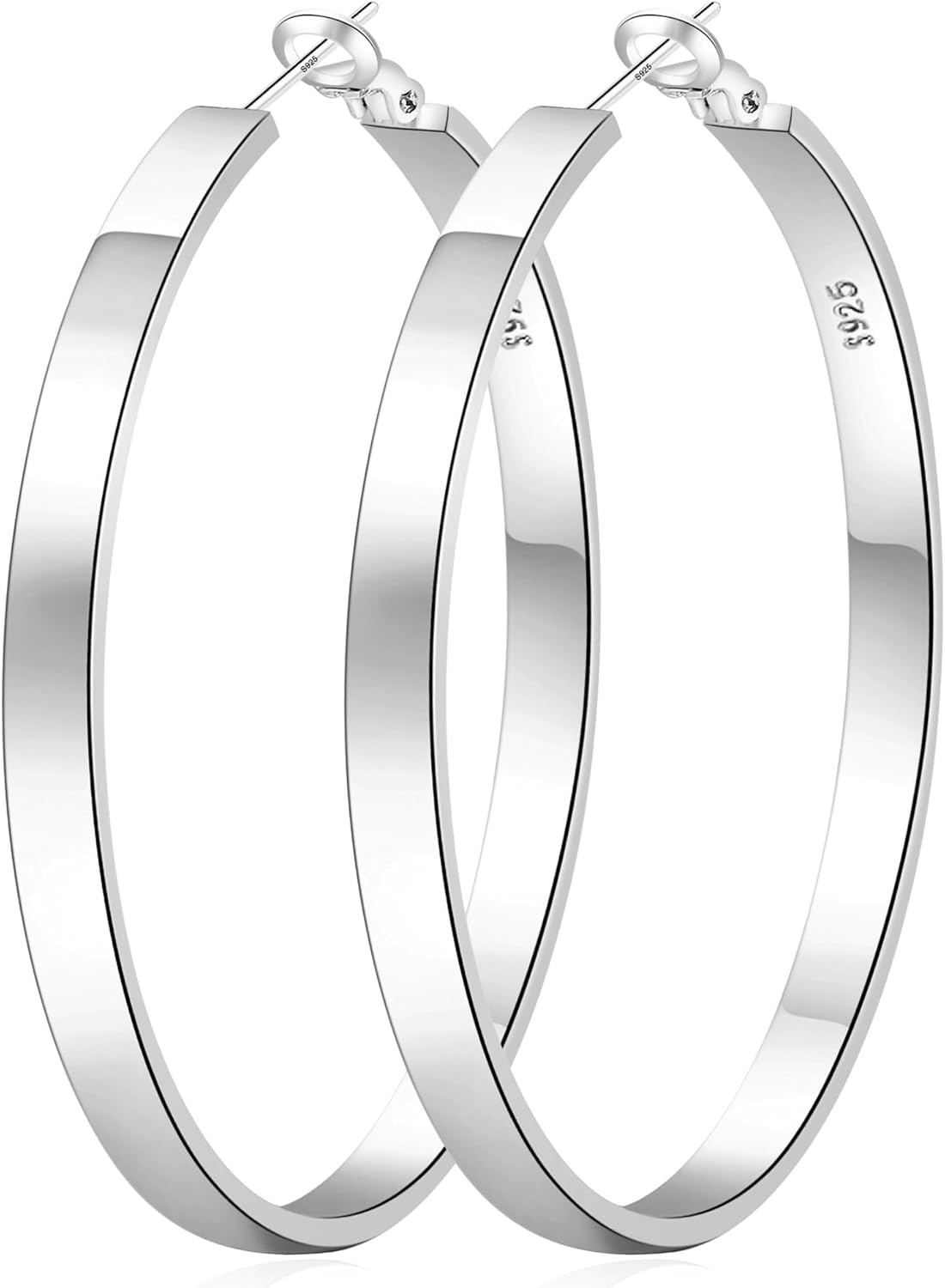 Silver Hoop Earrings for Women - Sterling Silver & 14K Gold Plated - Hypoallergenic 925 Silver - Big Hoop Earrings (30/40/50/60/70Mm)
