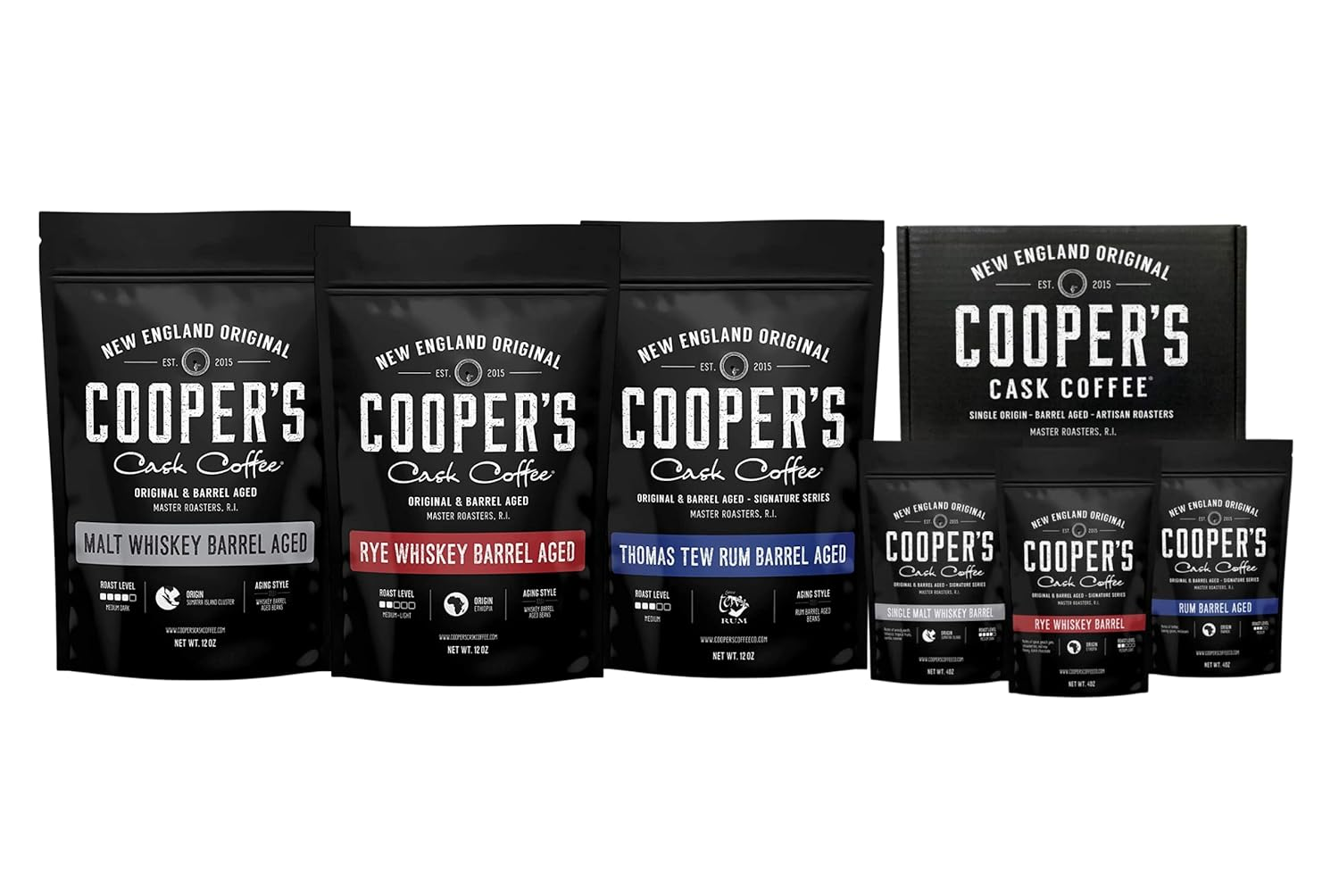 Whiskey & Rum Barrel Aged Coffee Set - 3 Pack (Sumatra, Ethiopian, Rwanda)