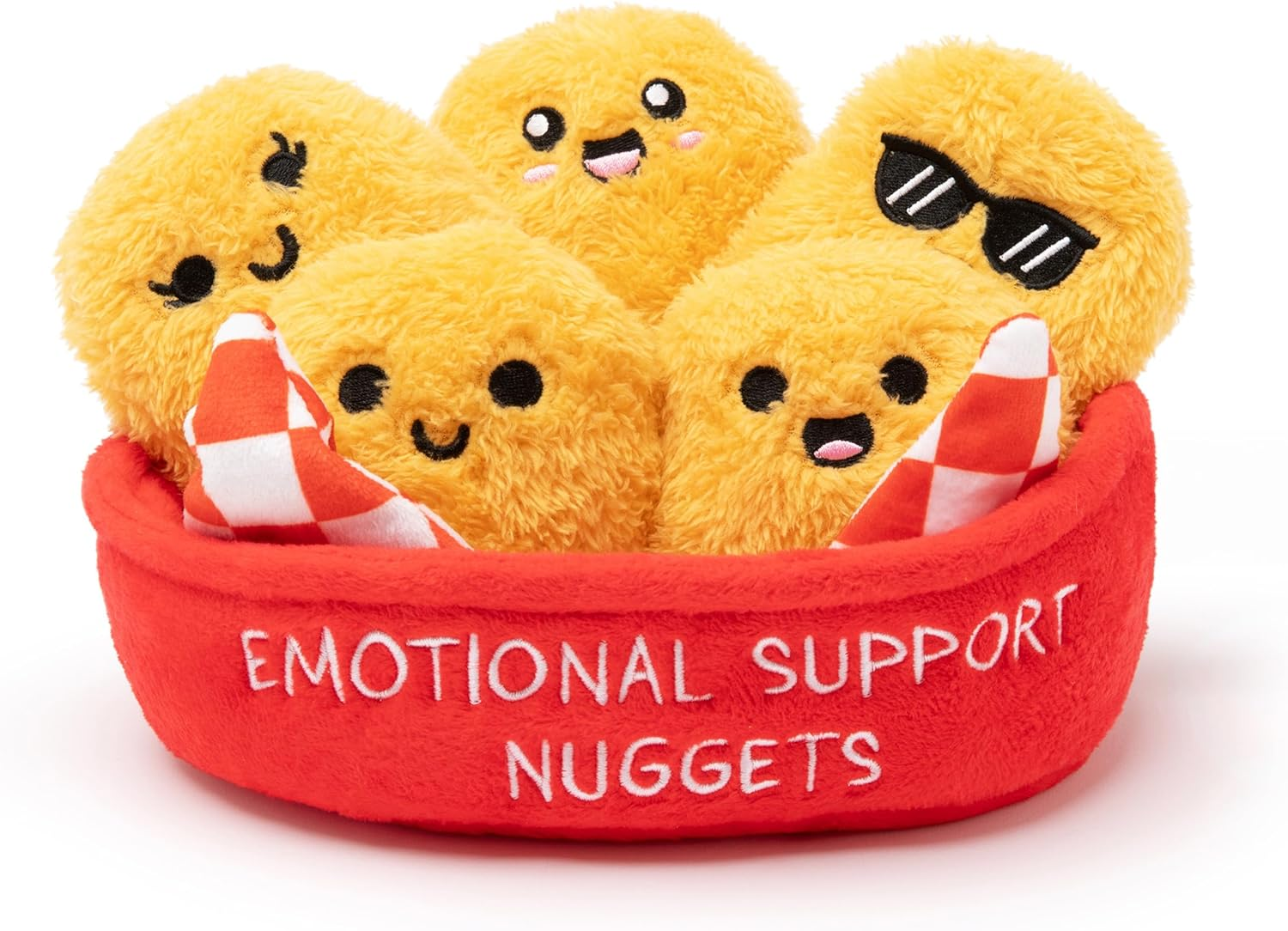 Emotional Support Nuggets by Relatable, Easter Plush Cuddly Stuffed Animals and Toys, Cute Easter Basket Stuffers, Non Candy Easter Gift Basket Ideas, Includes 5 Plushies with Carrying Basket