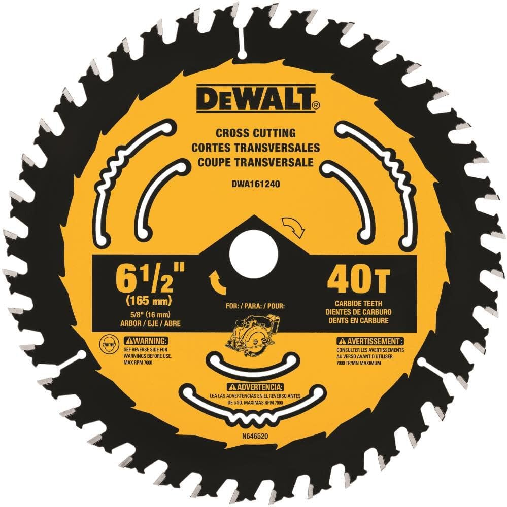 DEWALT Circular Saw Blade, 6 1/2 Inch, 40 Tooth, Framing (DWA161240)