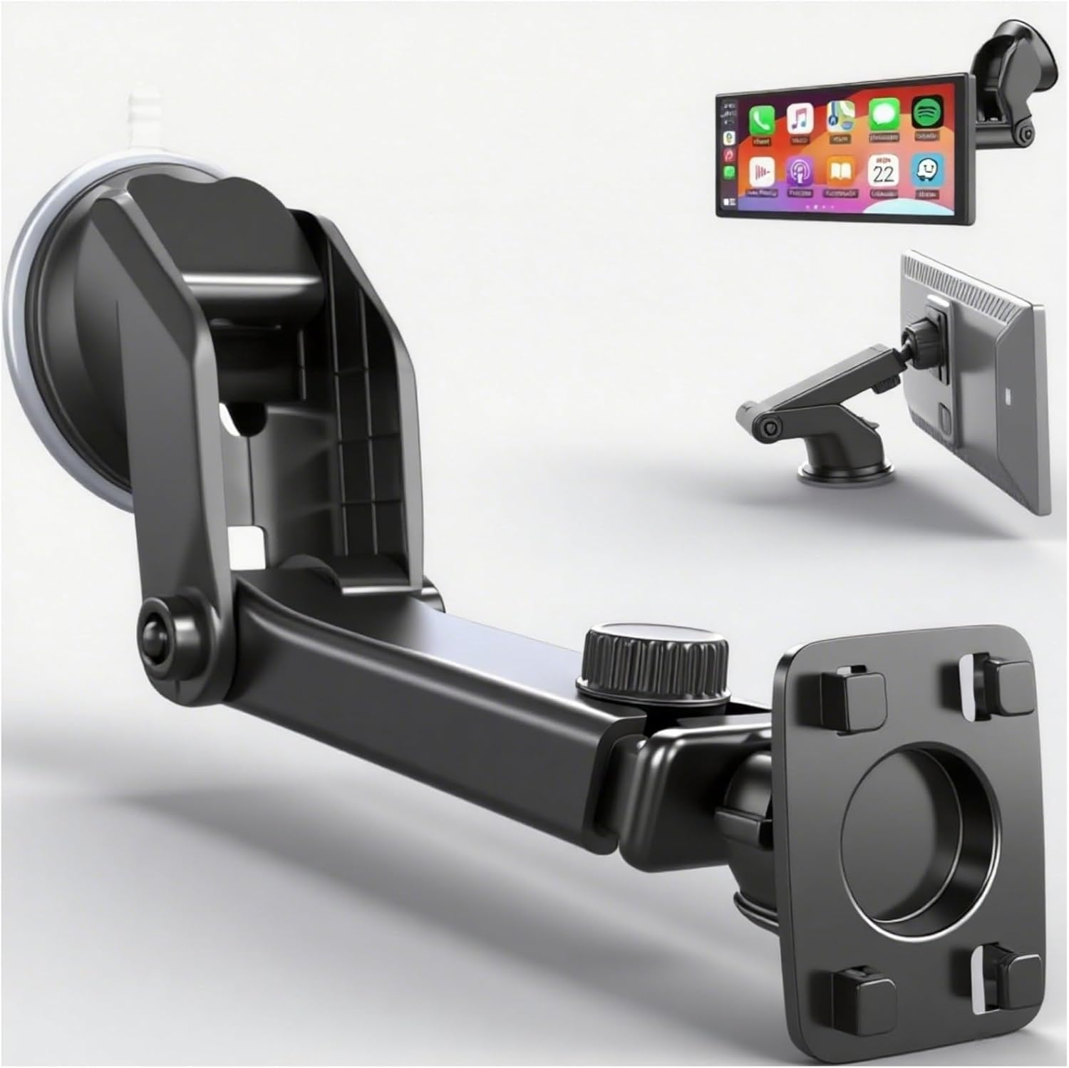 Extended Carplay Mount, 360° Flexible Windshield Dashboard Suction Cup Bracket Replacemect for 7