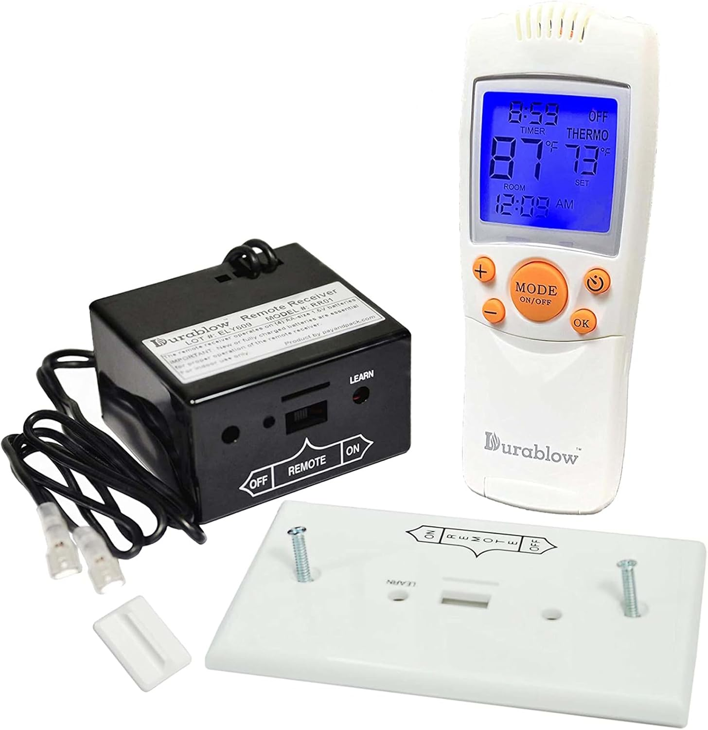 TR1004 Gas Fire Fireplace On/Off Remote Control Kit + Thermostat + Timer + Backlit Transmitter for Millivolt Valve, IPI Module, Replaces Wall Switch or Thermostat