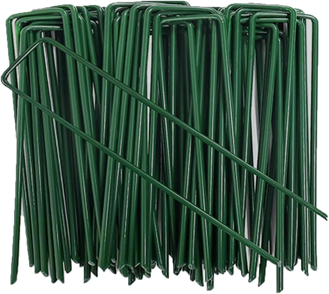 30-Pack 4 Inch 11 Gauge Green Galvanized Landscape Staples U-Shaped Anti-Rust Ground Garden Stakes Pins for Weed Barrier, Irrigation Tubing, Lawn & Tent
