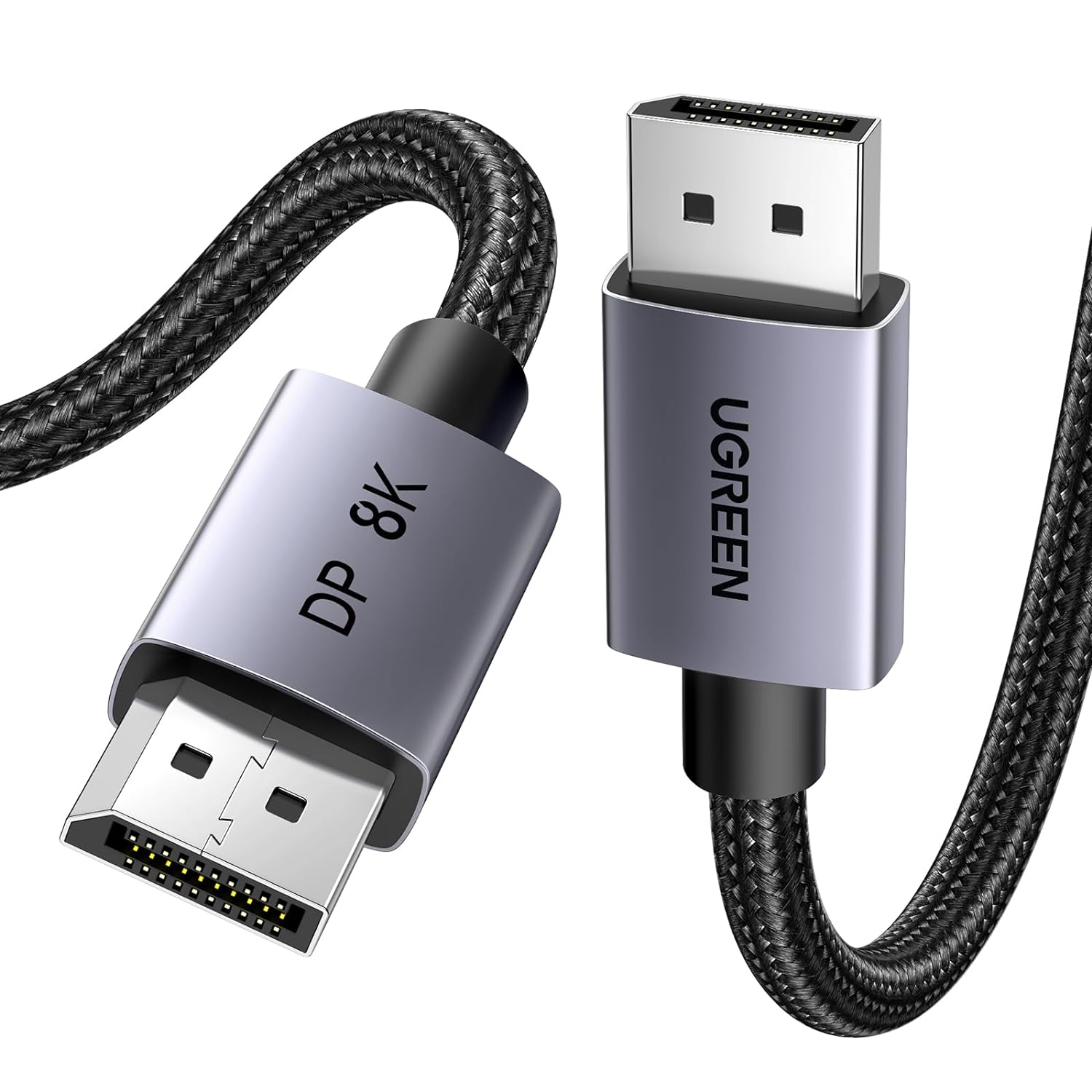 VESA Certified Displayport 1.4 Cable 2M 8K@60Hz | Braided Nylon, Aluminum Case, 4K@240Hz, 32.4Gbps, G-Sync and Freesync, for Monitor and PC