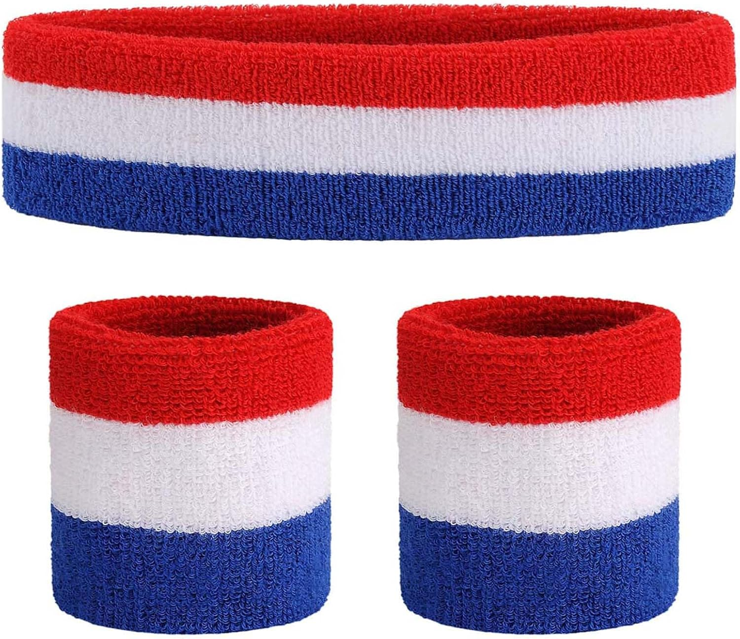 ONUPGO Sweatband Set Sports Headband Wristband Set Sweatbands Terry Cloth Wristband Wrist Sweatband Headbands Moisture Wicking Sweat Absorbing Head Band