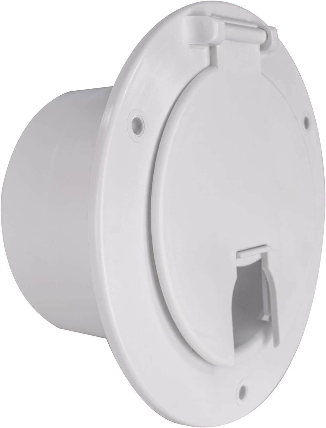 RecPro RV Power Cord Hatch Cover - Snap Lock, UV-Stabilized, 50 Amp, White