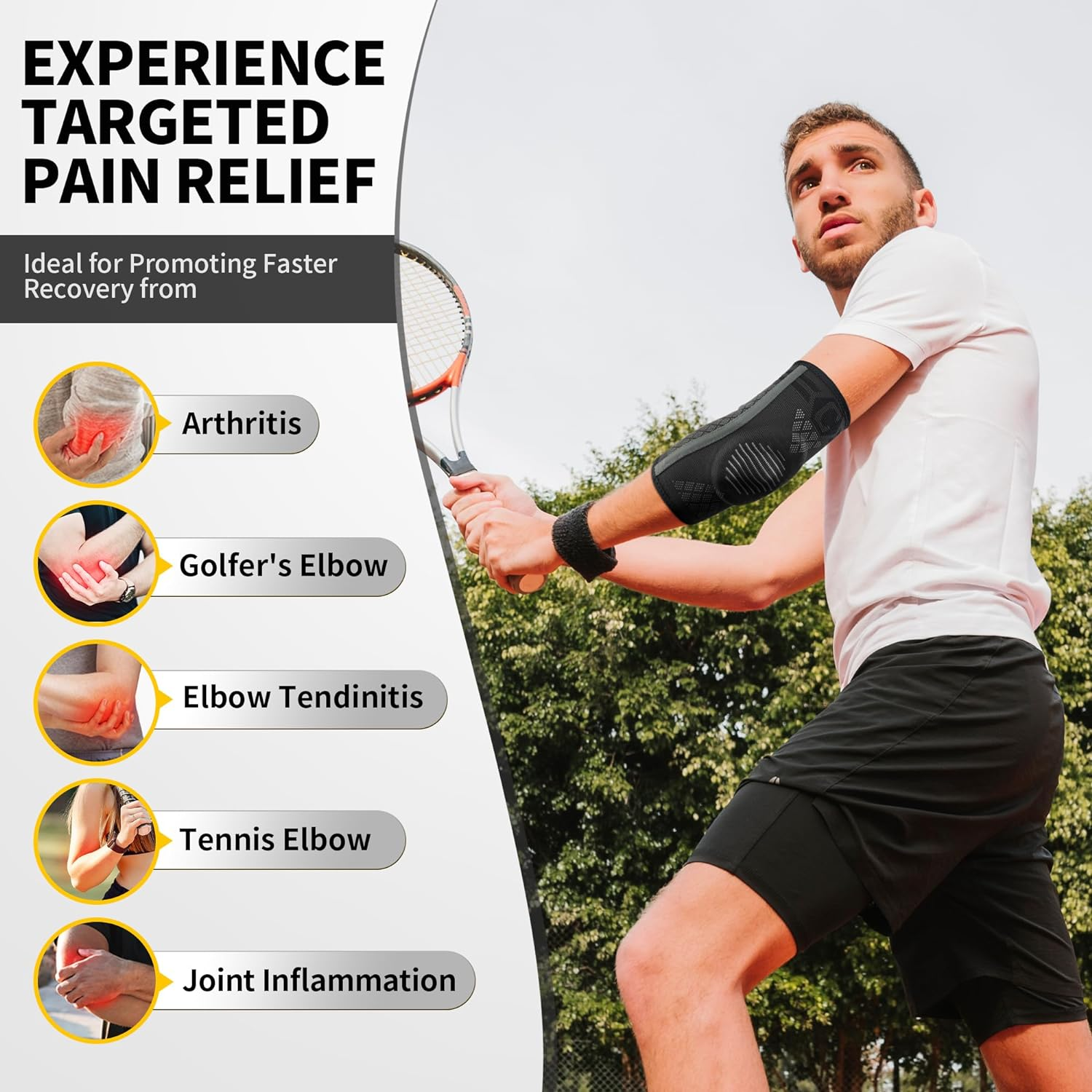 CAMBIVO Elbow Brace for Tendonitis and Tennis Elbow with Gel Pad and Dual Sta... - Picture 3 of 10
