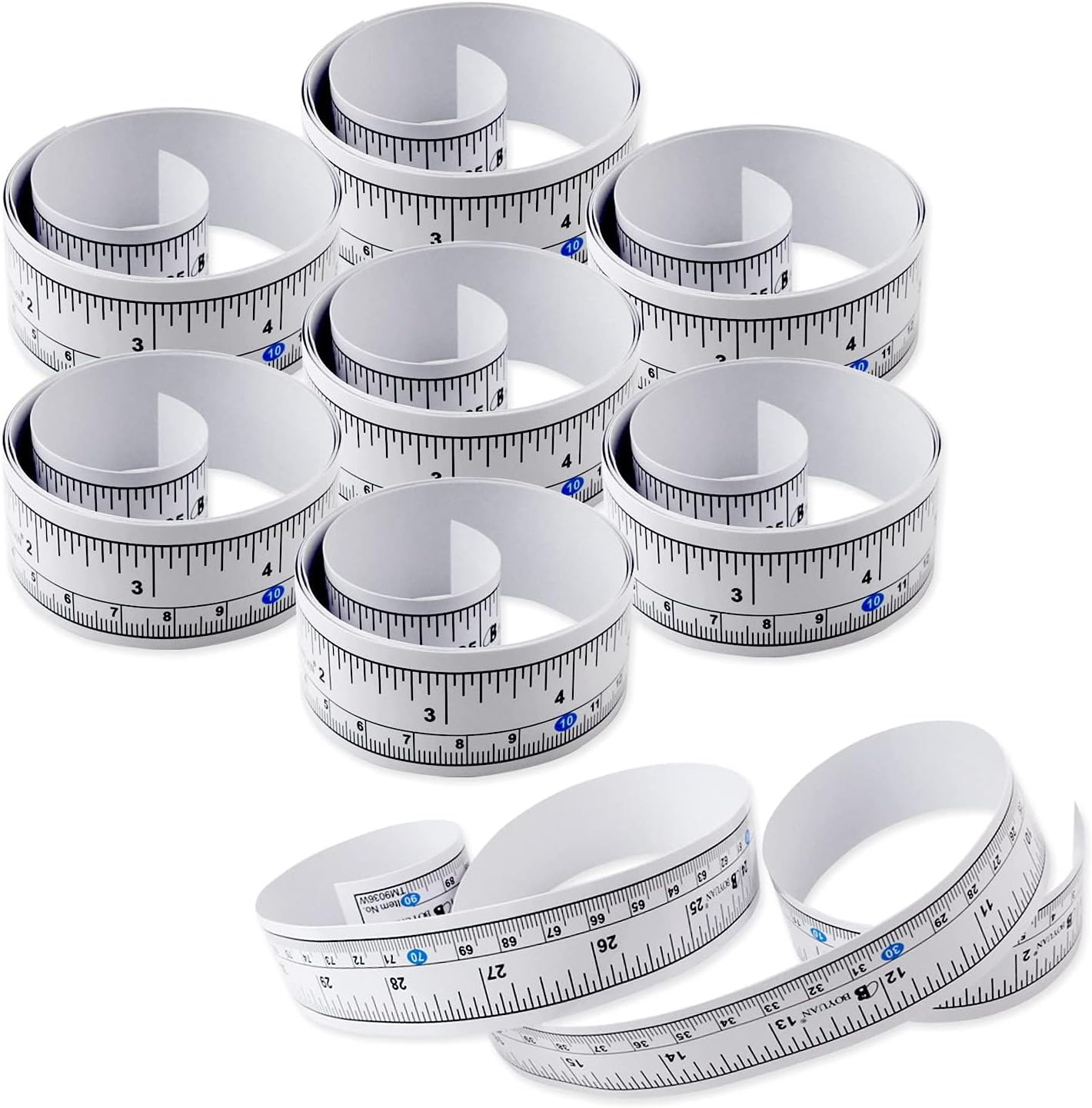 8 Pcs Self-Adhesive Measuring Tape, 36 Inch (90Cm) Peel and Stick Ruler Tape, Left to Right Reading Ruler Sticker for Workbench, Table Saw, Drafting Table (Imperial and Metric Scales）