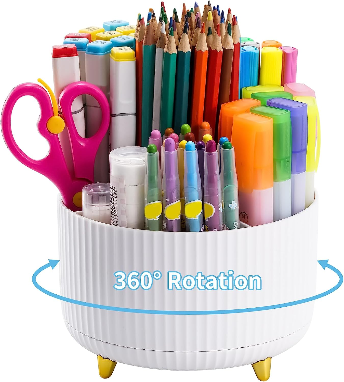 Marbrasse Desk Organizer, 360-Degree Rotating Pen Holder, Desk Organizers 
