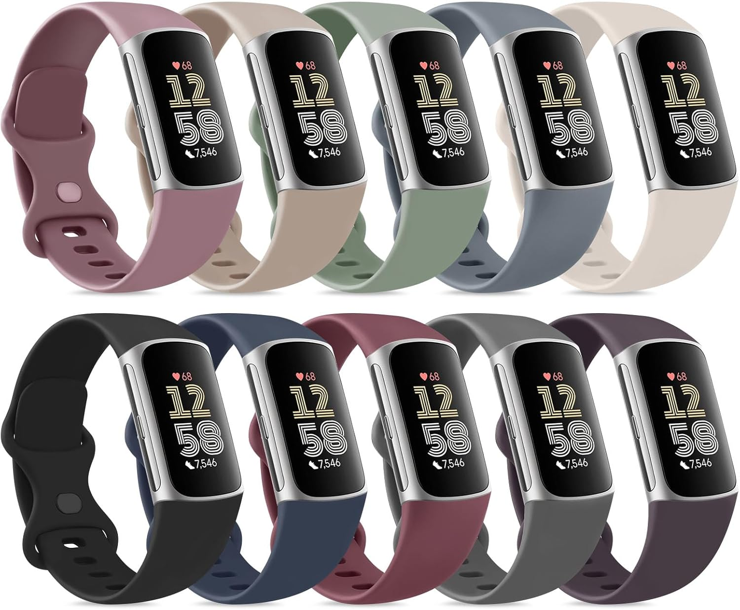 10 Pack Bands Compatible with Fitbit Charge 6 / Fitbit Charge 5 Bands for Women