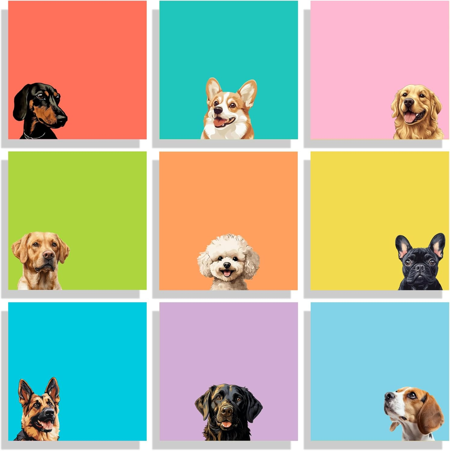 9 Pads Cute Sticky Notes Set, 3