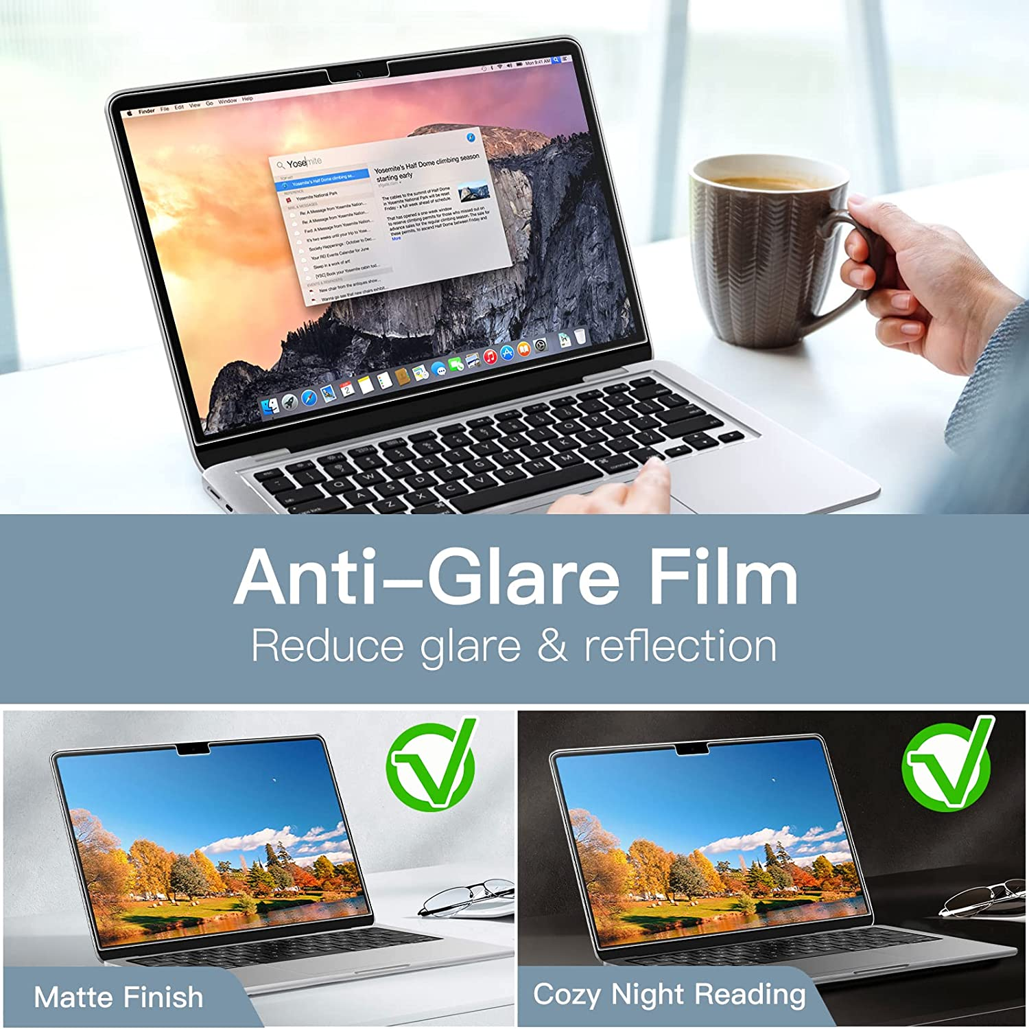JETech Screen Protector for MacBook Air 13.6 Inch (2024/2022, M3/M2), Anti-Gl... - Picture 3 of 15